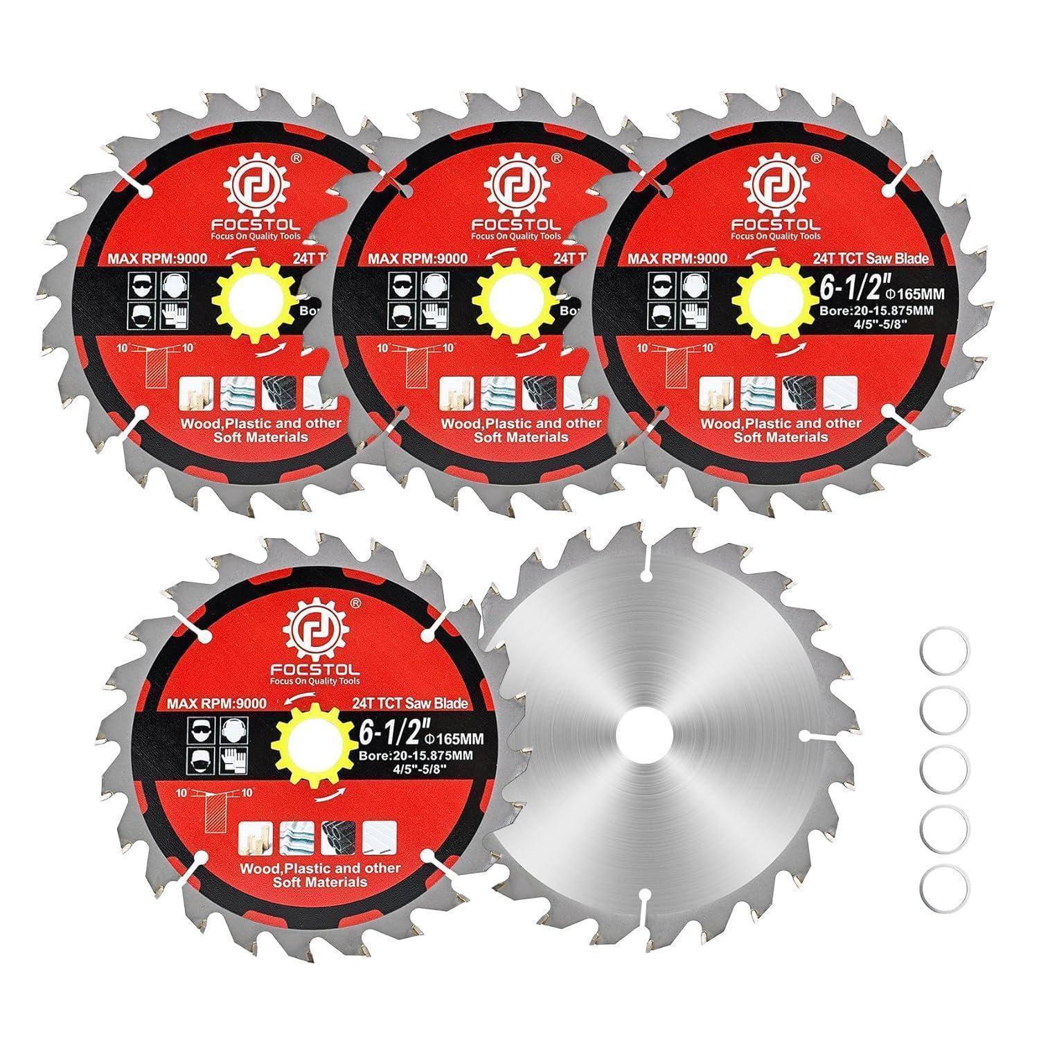 Kreissägeblatt 165mm 24 Zähne Für Holz & Kunststoff, 5 Stück