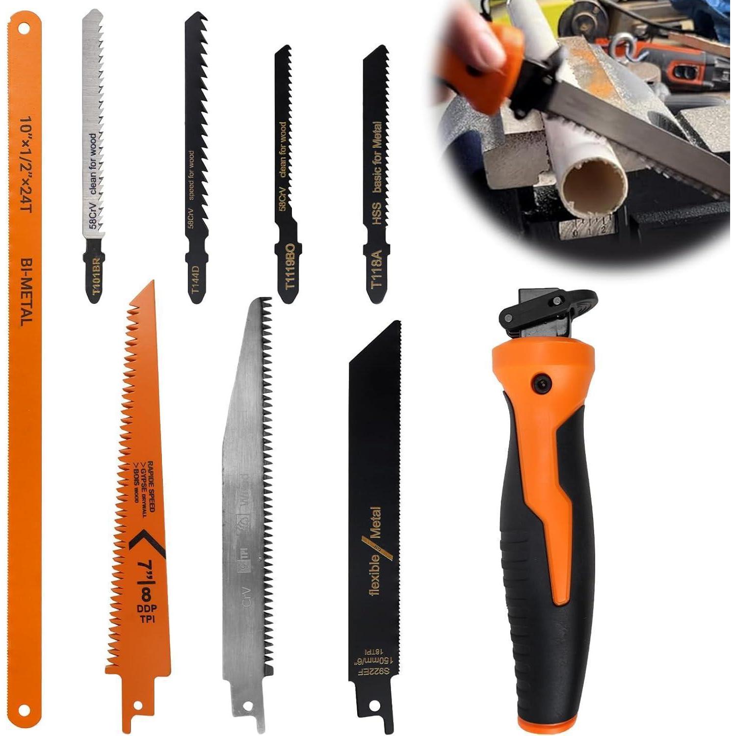 Handsäge Set Mit 8 Sägeblättern Für Holz, Kunststoff Und Metall