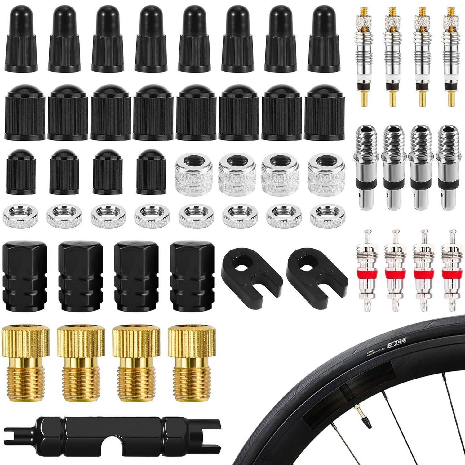 Fahrradventil Set 55tlg. Presta Schrader Adapter Ventileinsätze Ventilkappen Ventilausdreher