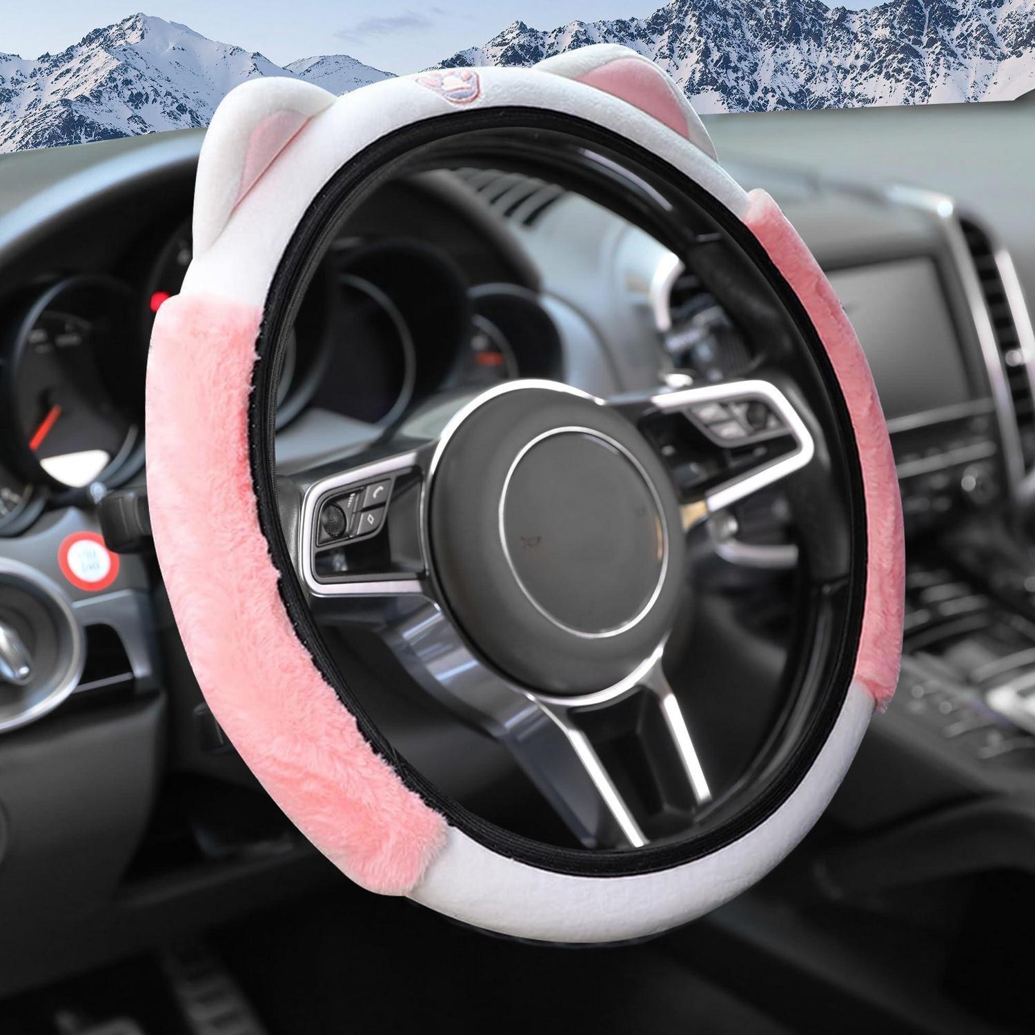 Plüsch Lenkradbezug Mit Katzenohren, Rosa, Für Autos Und Lkws