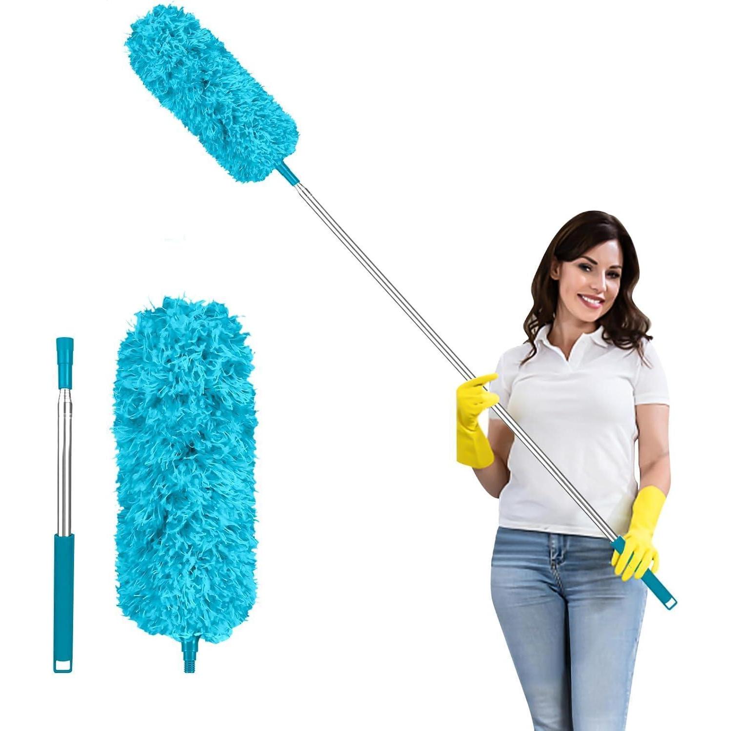 Teleskop Staubwedel Ausziehbar Bis 237cm, Waschbar, Himmelblau