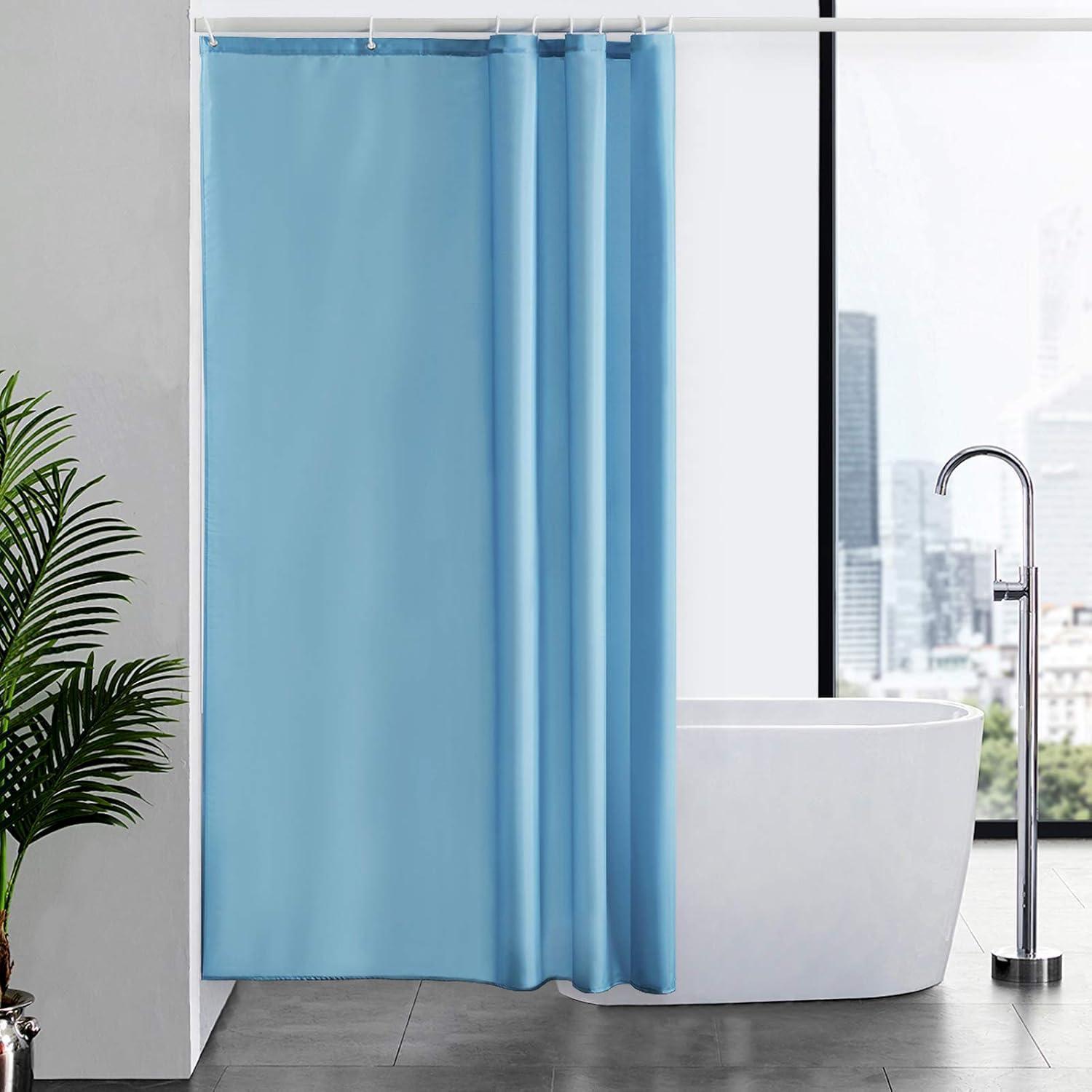 Duschvorhang Textil Hellblau 120x200cm, Anti-schimmel, Wasserdicht, Waschbar
