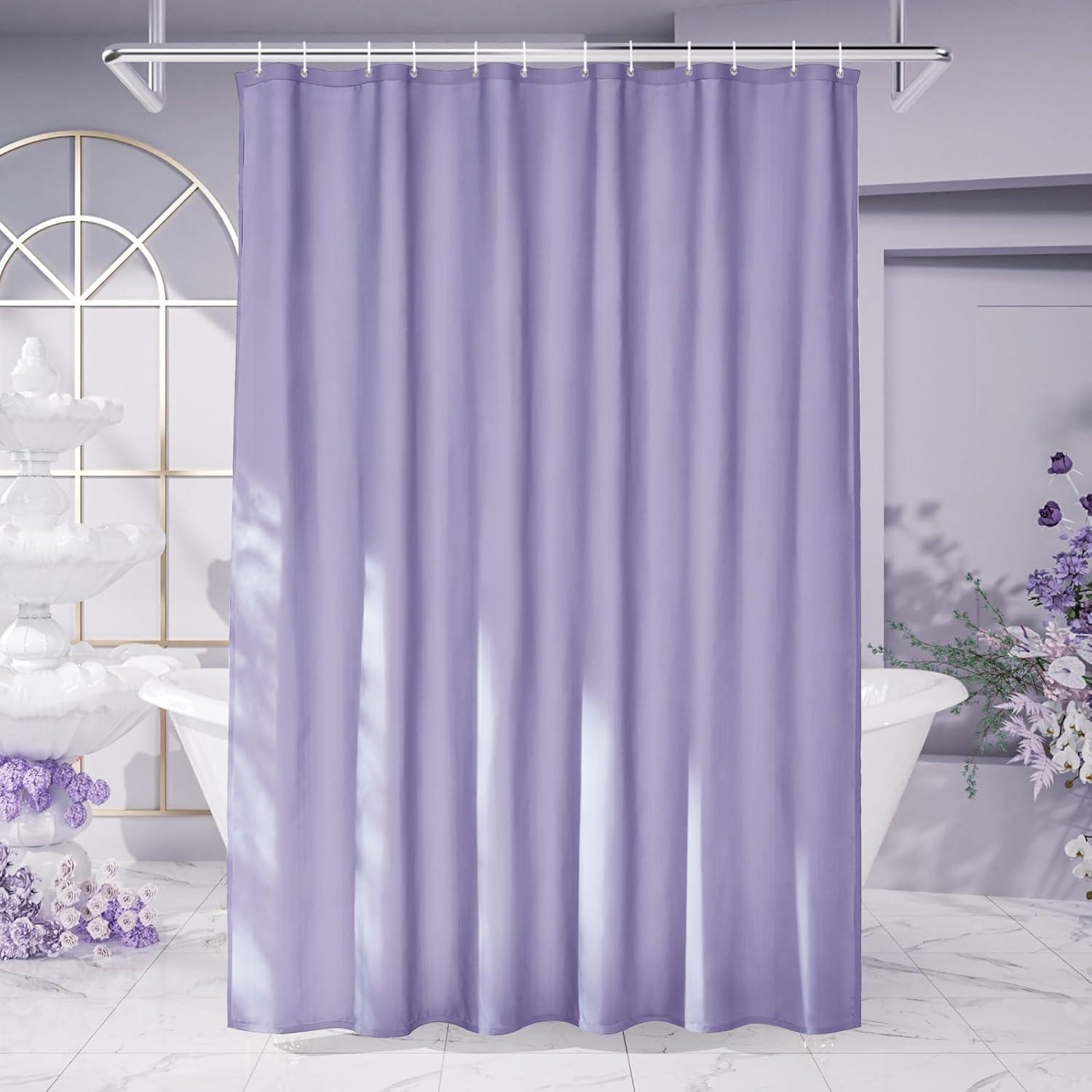 Textiler Duschvorhang 180x180 Cm, Lila, Schimmelresistent, Wasserabweisend, Waschbar, Inkl. 12 Haken