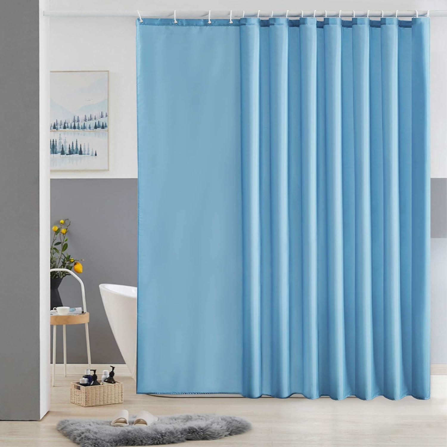 Duschvorhang Überlänge 275x180cm Hellblau, Wasserdicht, Antibakteriell, Pflegeleicht