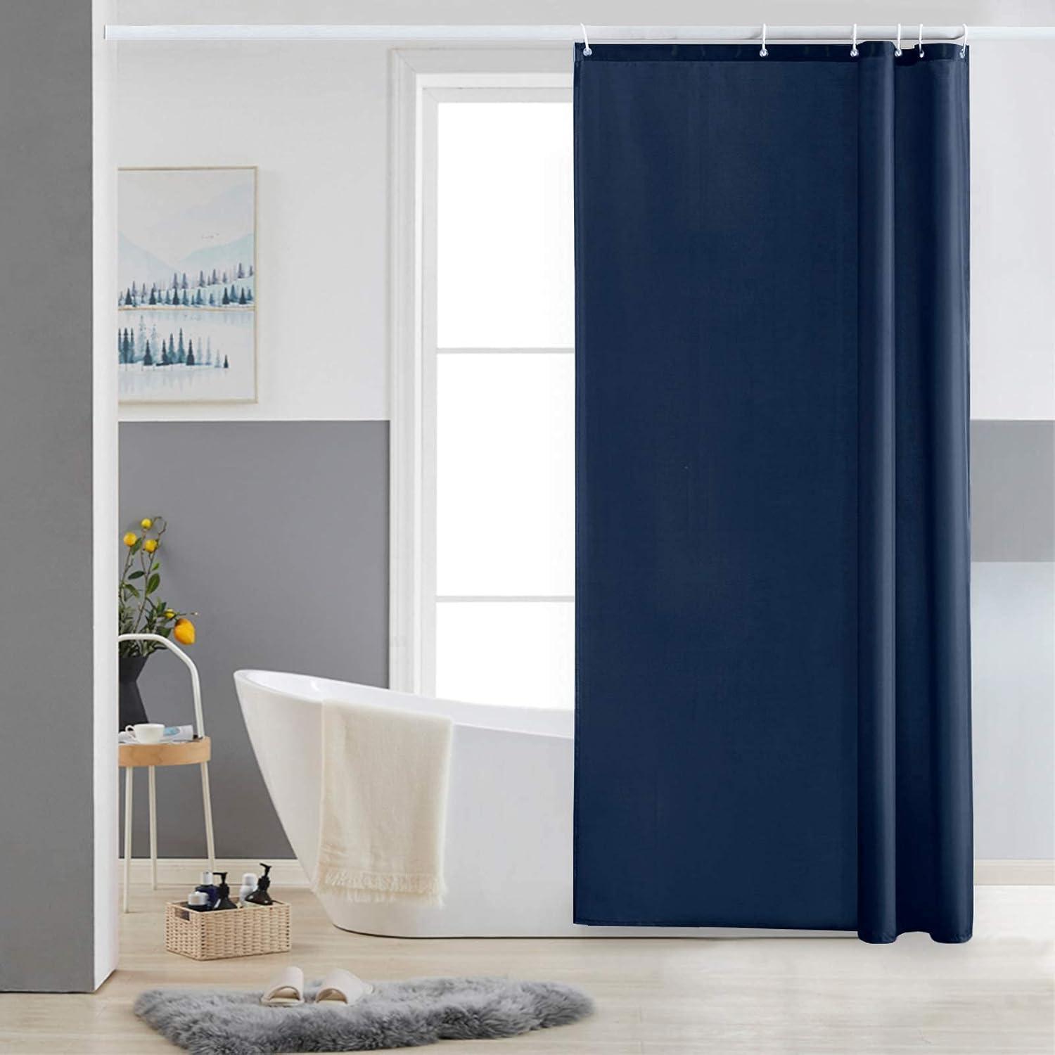 Duschvorhang Textil 90x180cm Dunkelblau, Schimmelresistent, Wasserabweisend, Waschbar