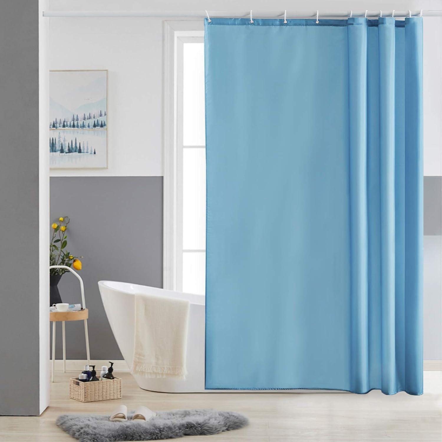Duschvorhang Textil Hellblau 150x180 Cm, Wasserabweisend, Schimmelresistent, Waschbar