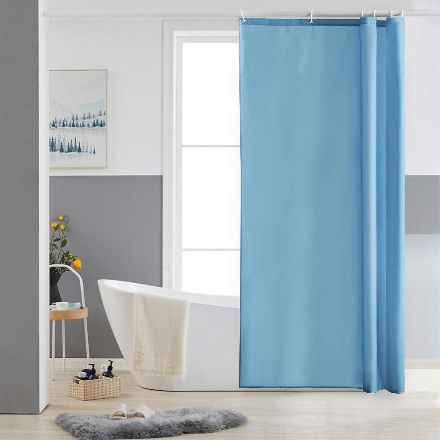 Schmaler Duschvorhang Hellblau 80x180 Cm, Wasserabweisend, Schimmelresistent, Waschbar