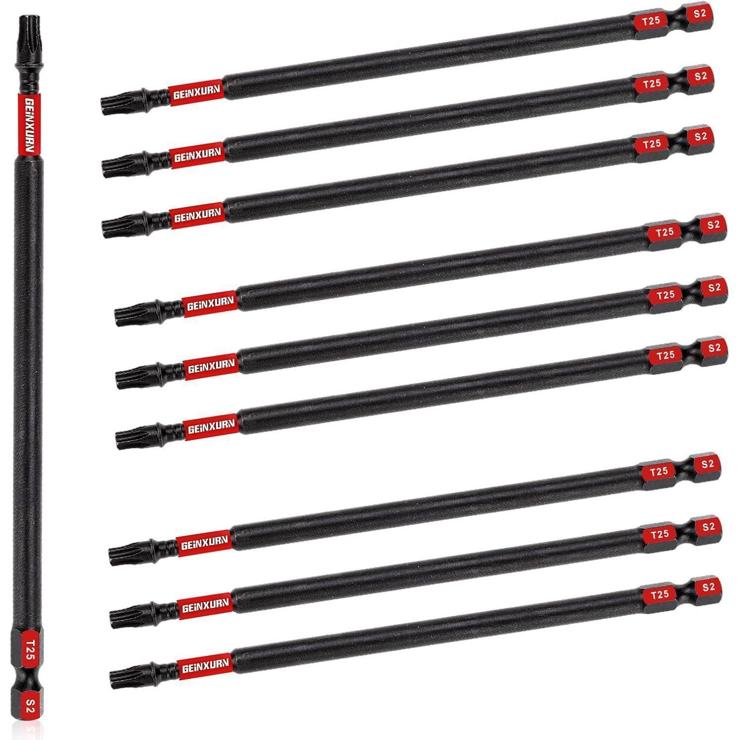10x T25 Schlagfeste Torx Schrauberbits 150mm S2 Stahl Magnetisch