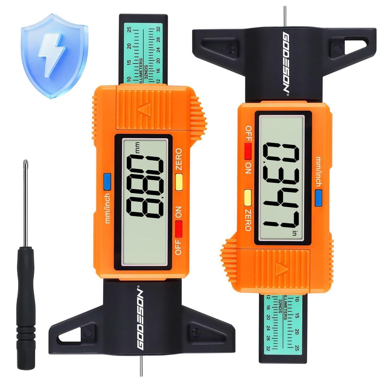Digitaler Profiltiefenmesser 2er-set 0-25,4mm Mit Lcd, Mm/zoll, Für Auto, Lkw, Motorrad