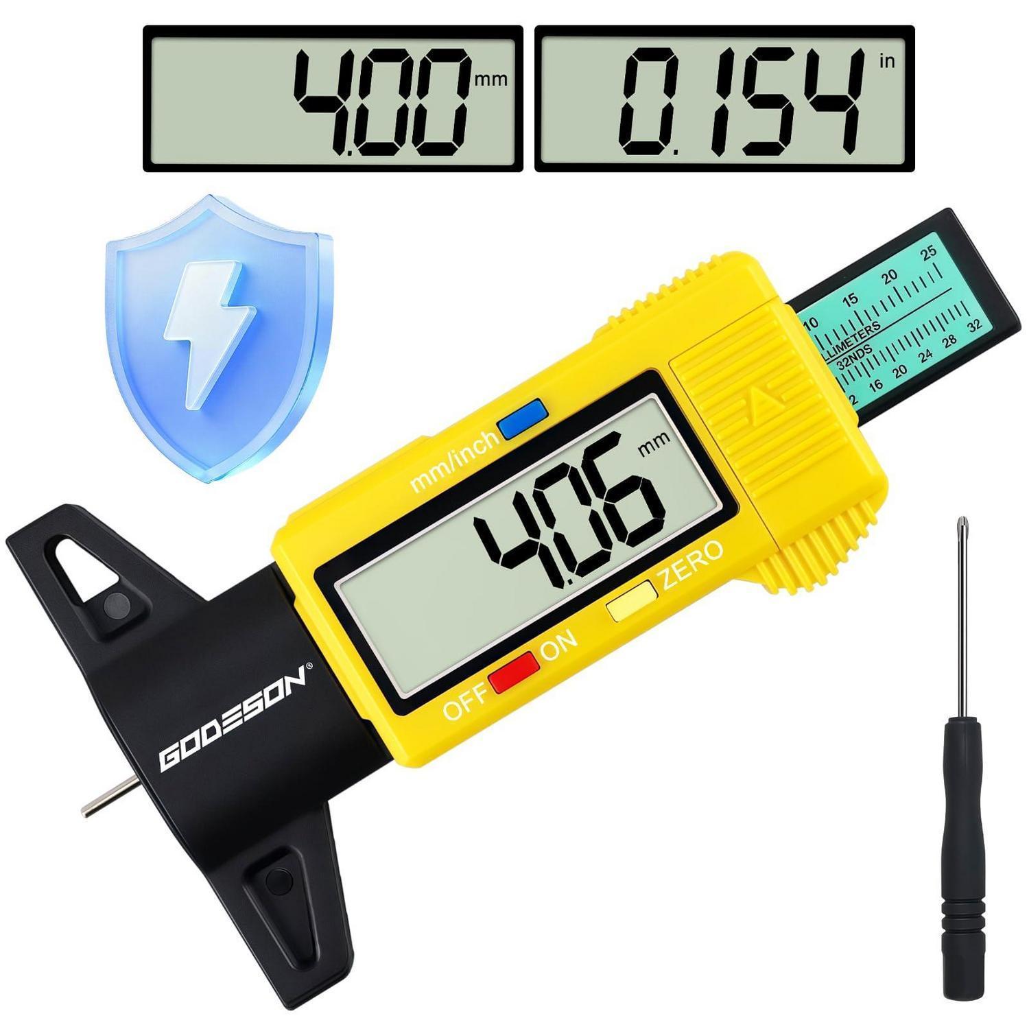 Digitaler Reifenprofiltiefenmesser 0-25.4mm Mit Lcd-display Und Mm/zoll Umschaltung