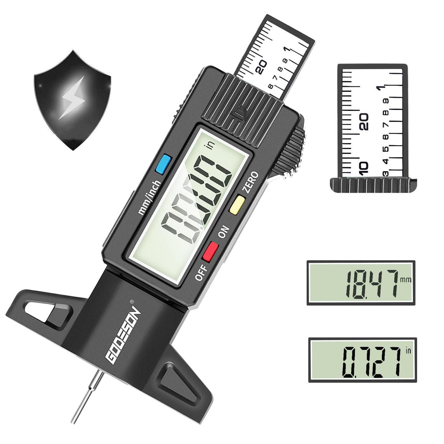 Digitaler Reifenprofiltiefenmesser Mit Großem Lcd-display, Mm/zoll, Für Auto, Lkw, Motorrad