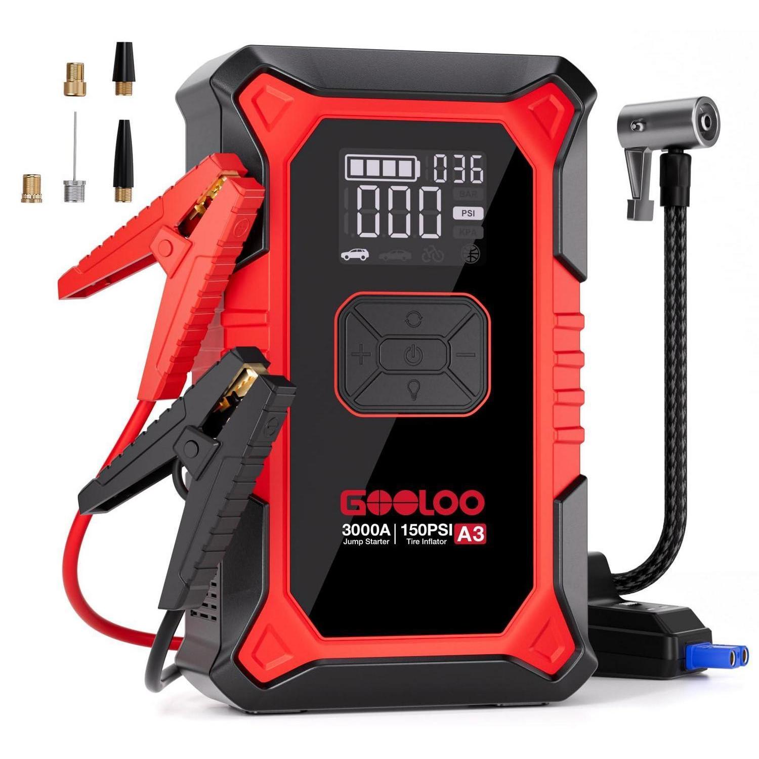 Starthilfe Powerbank Mit Kompressor 3000a 150psi Für 12v Fahrzeuge Mit Led