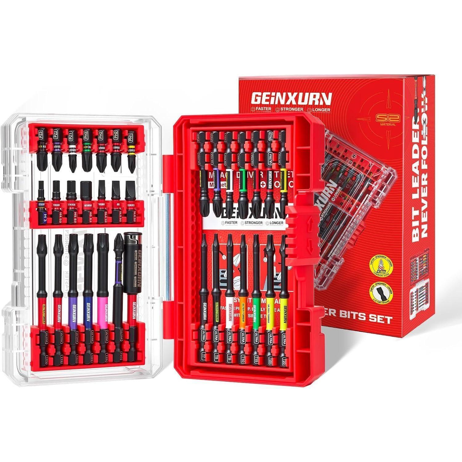 35-tlg. Bit-set Mit Farbcodierung, S2 Stahl, Magnetisch, Inkl. Bithalter & Aufbewahrungsbox