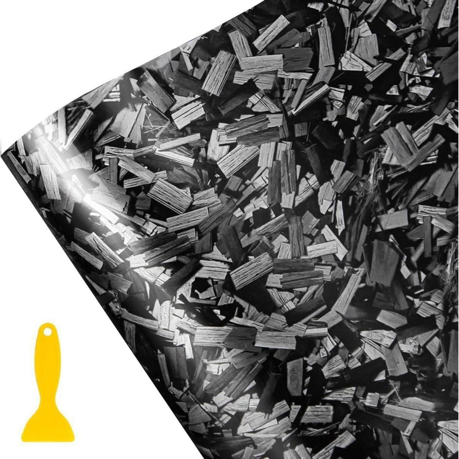 Selbstklebende Carbon Folie 150x30cm Glänzend Schwarz-grau