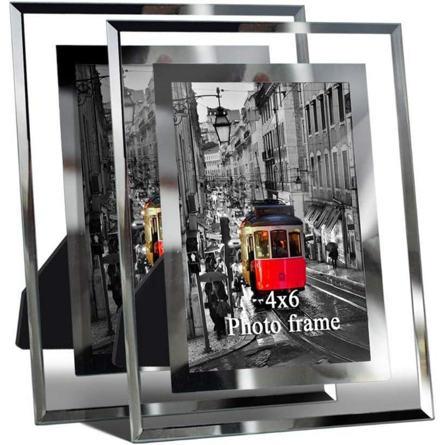 Glas Bilderrahmen 10x15 Cm Silber, 2er Set, Tischrahmen Für Hochzeiten & Geburtstage