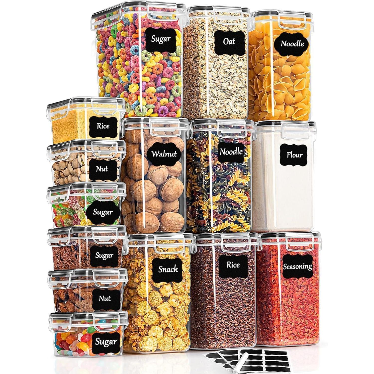 Vorratsdosen Set 15 Stück Luftdicht Für Küche Mehl Müsli Zucker Nudeln