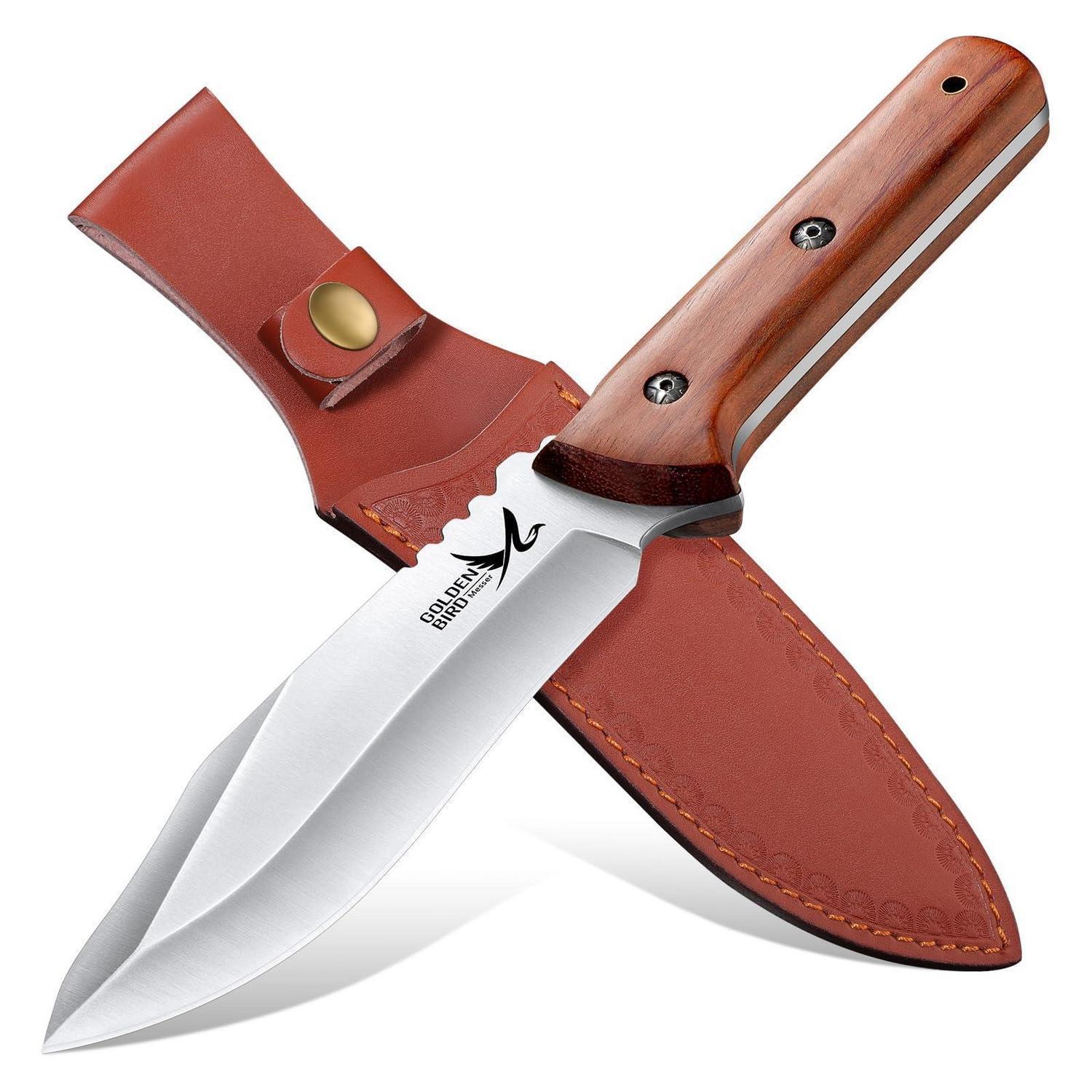 Outdoor Survival Messer Mit Lederscheide, 16cm Jagdmesser, Feststehende Klinge