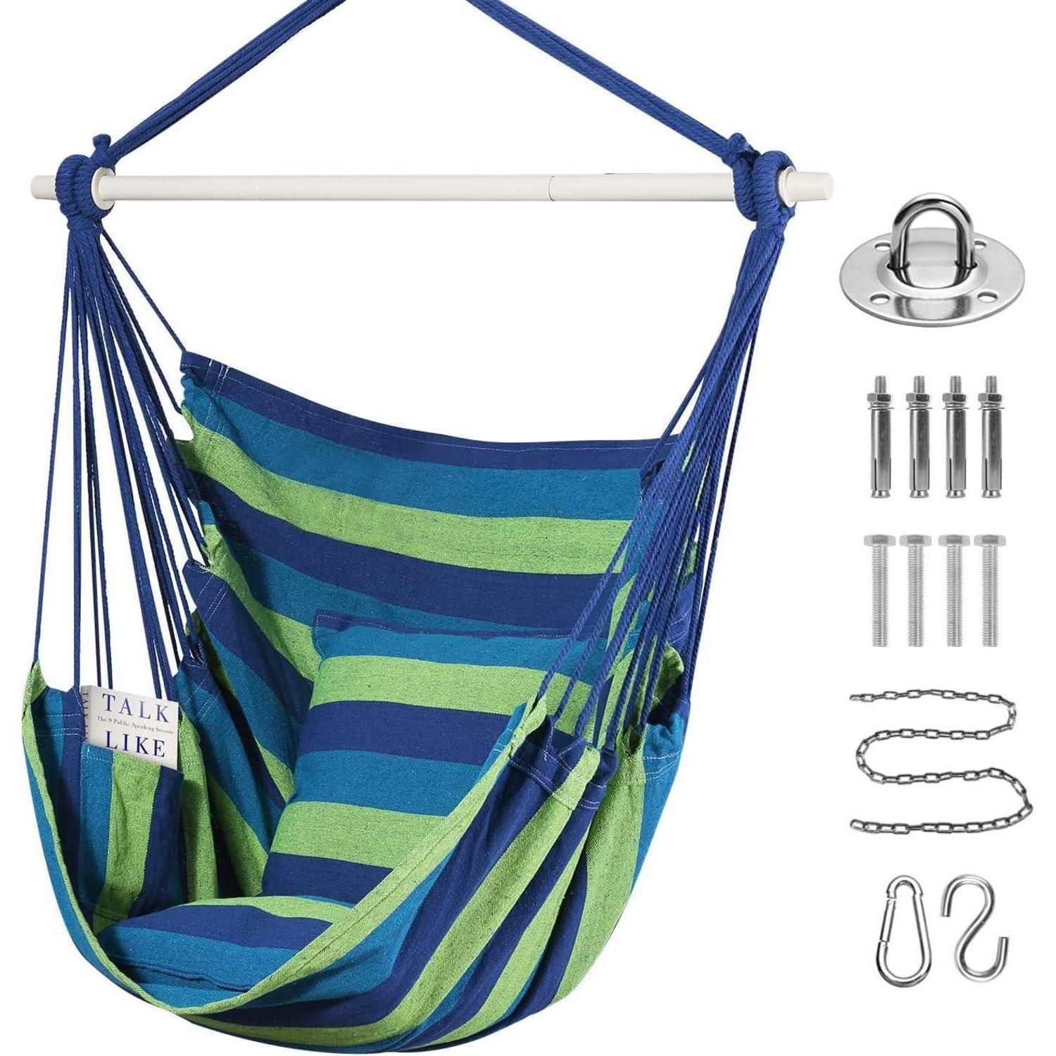 Hängesessel Mit 2 Kissen, Boho-stil, Belastbar Bis 145 Kg, Für Innen & Außen