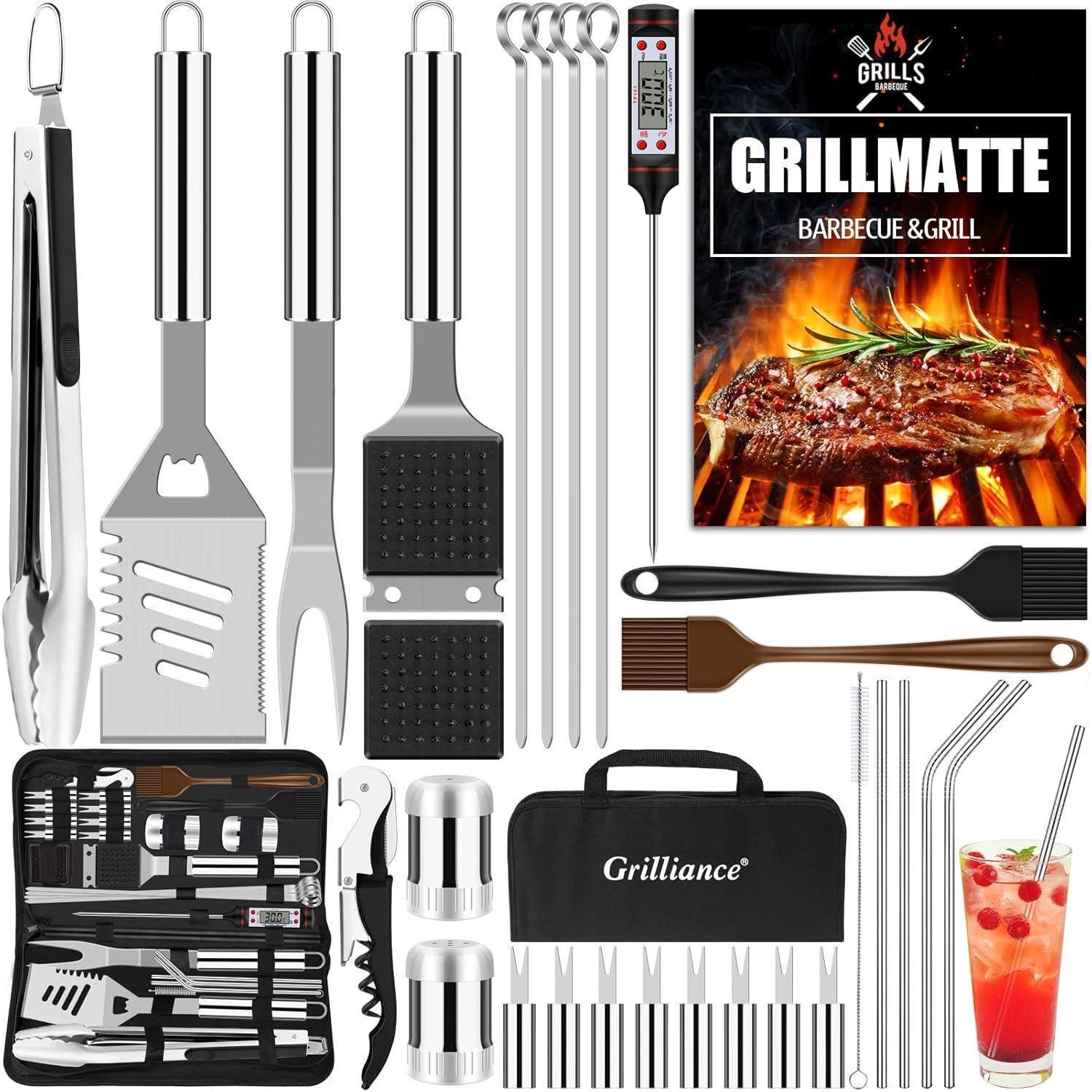 30-teiliges Grillbesteck Set Edelstahl Mit Grillmatte Und Tasche