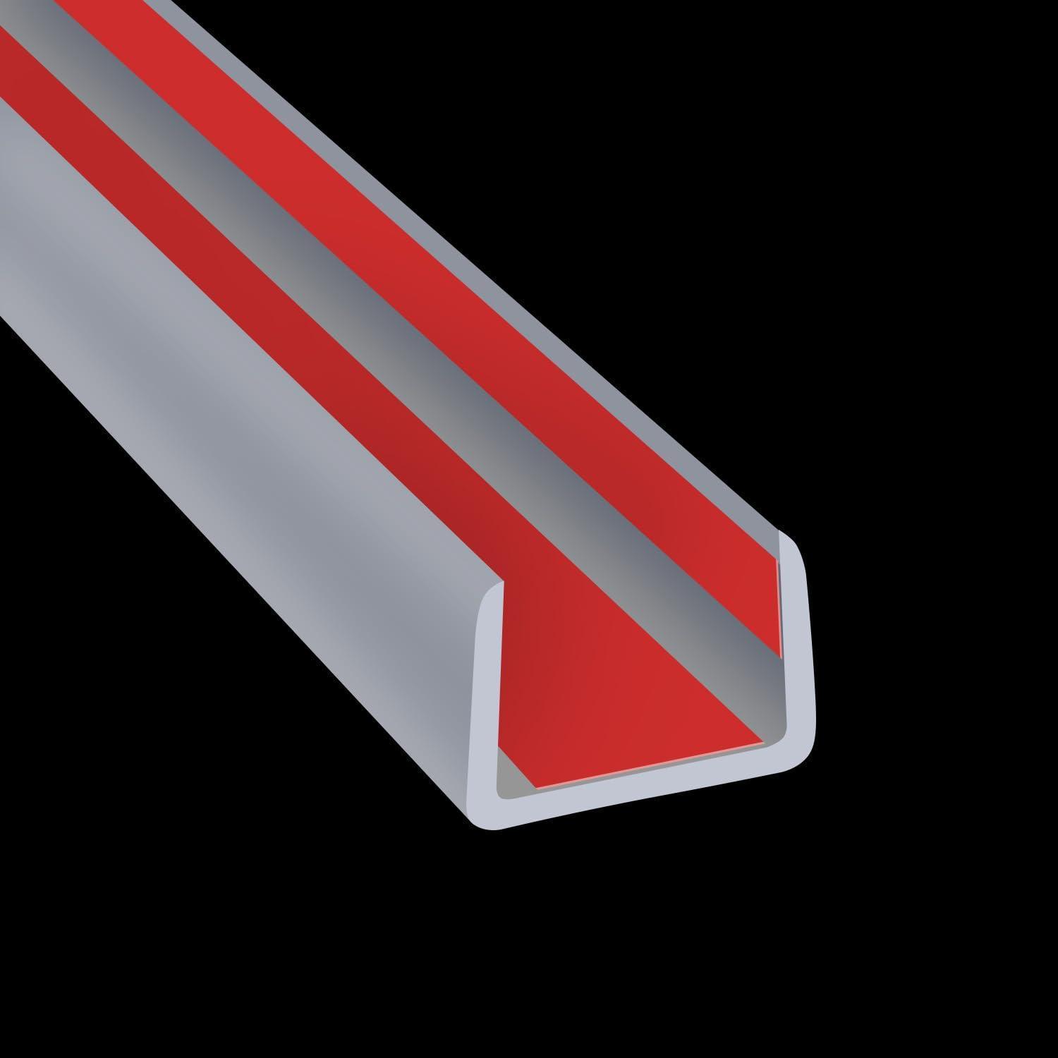 Gummi-kantenschutz 16mm Grau, Selbstklebend, 6m, U-profil Für Holz & Glas