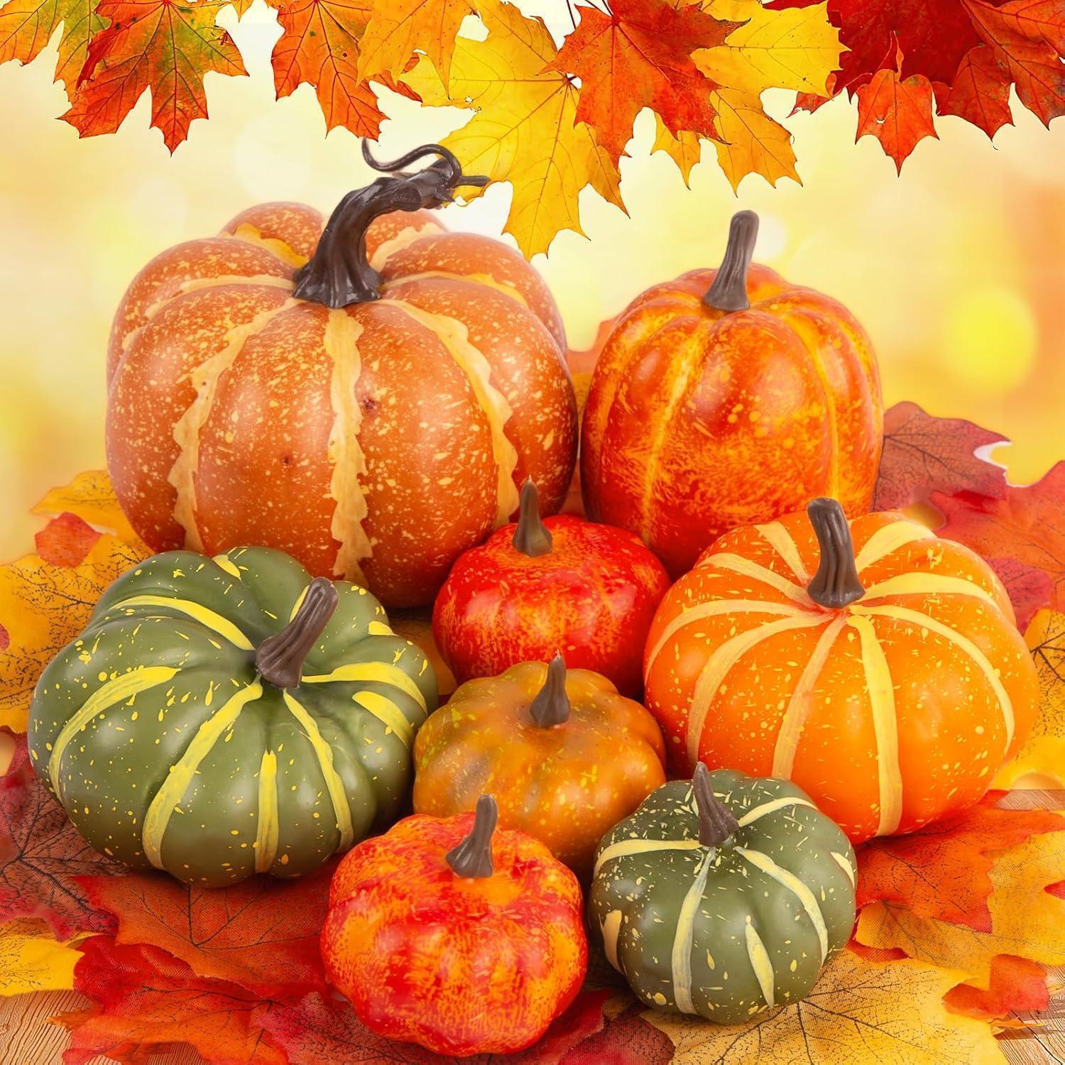 Künstliche Kürbis Deko Set Mit 30 Ahornblättern Für Herbst & Halloween