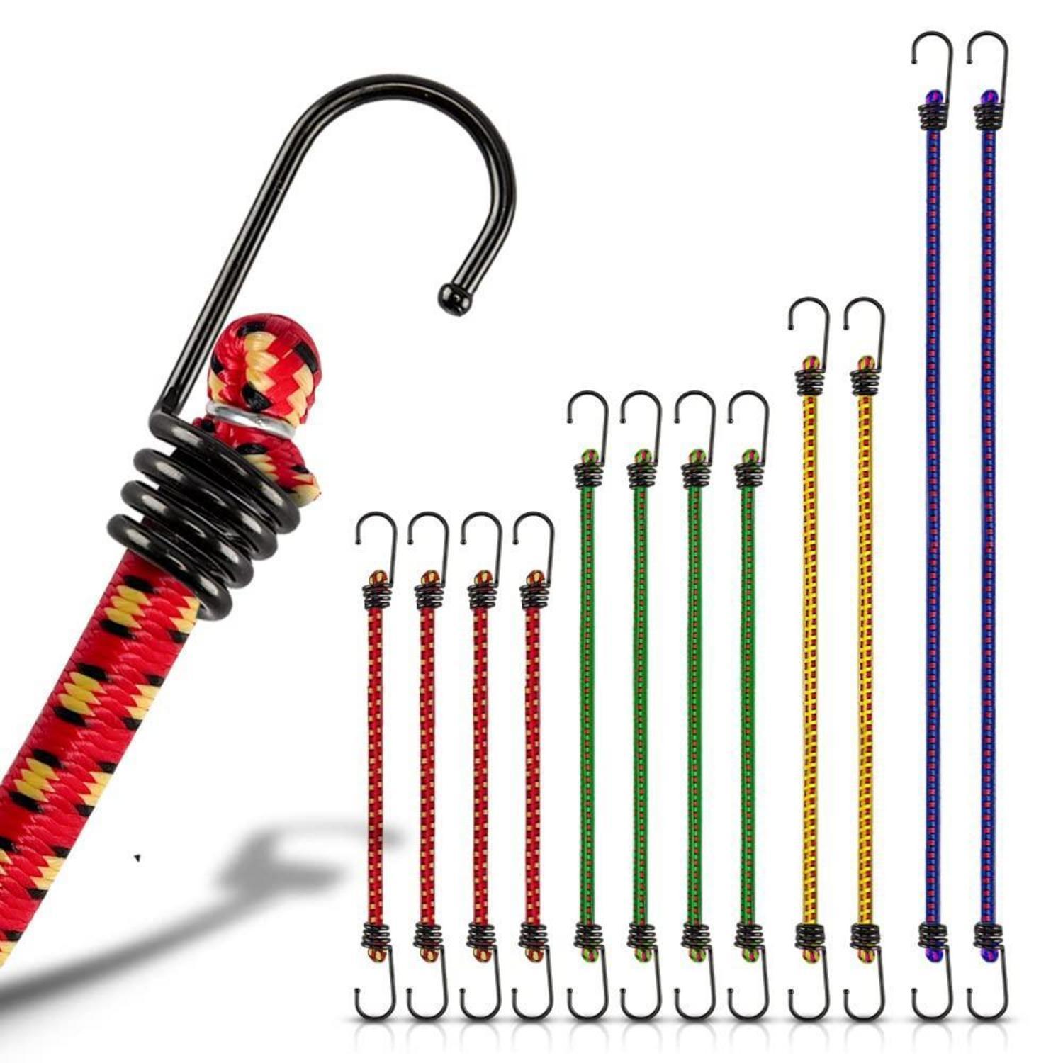 12er Set Expander Mit Haken, 8mm Stark, 4 Längen Für Ladungssicherung