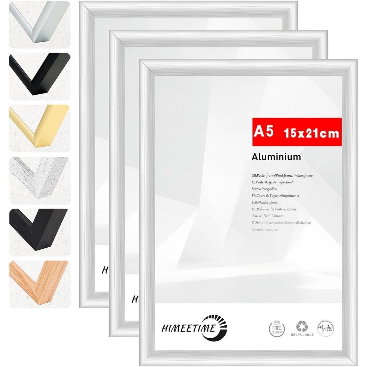 3x Bilderrahmen Din A5 14,8x21 Cm Silber Metall Rahmen Für Dokumente & Poster