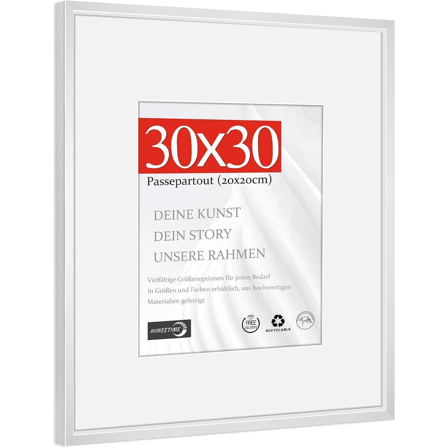 Bilderrahmen 30x30 Cm Aluminium Silber Mit Passepartout 20x20 Cm Für Wandmontage