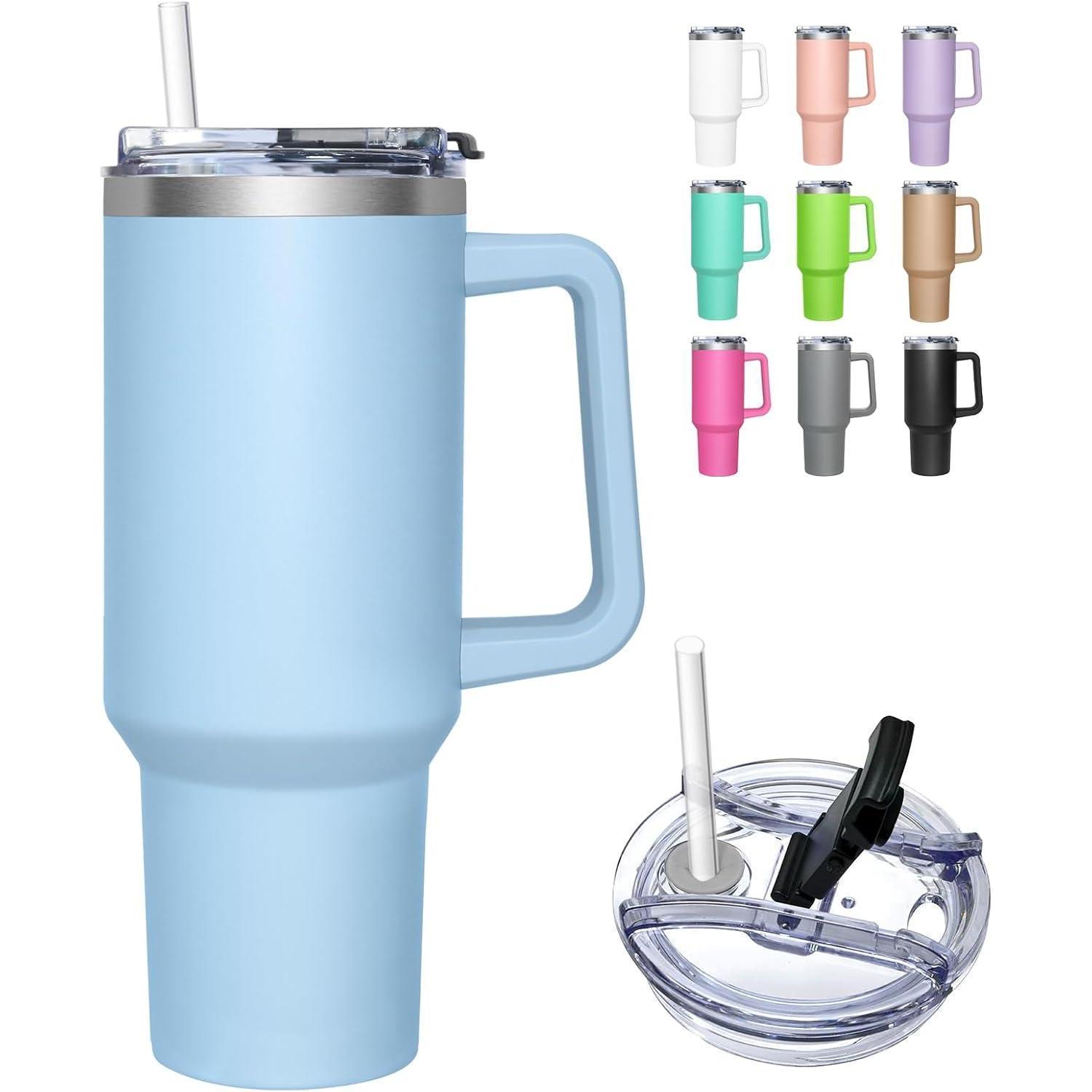 Isolierbecher 1180ml Mit Henkel Und 2-in-1-deckel, Edelstahl Thermobecher To Go