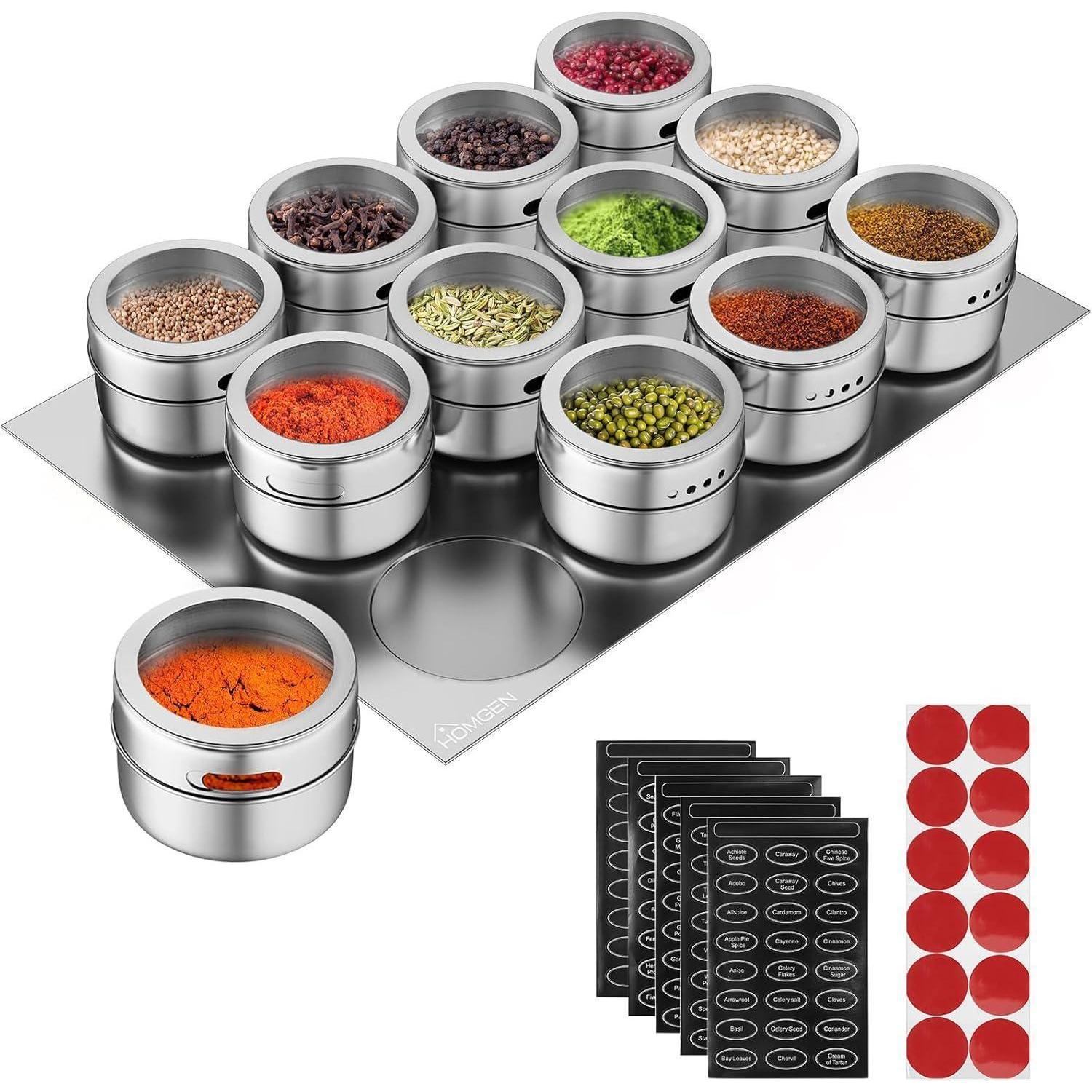 Magnetische Gewürzdosen Edelstahl 12er Set Mit Regal Und Aufklebern