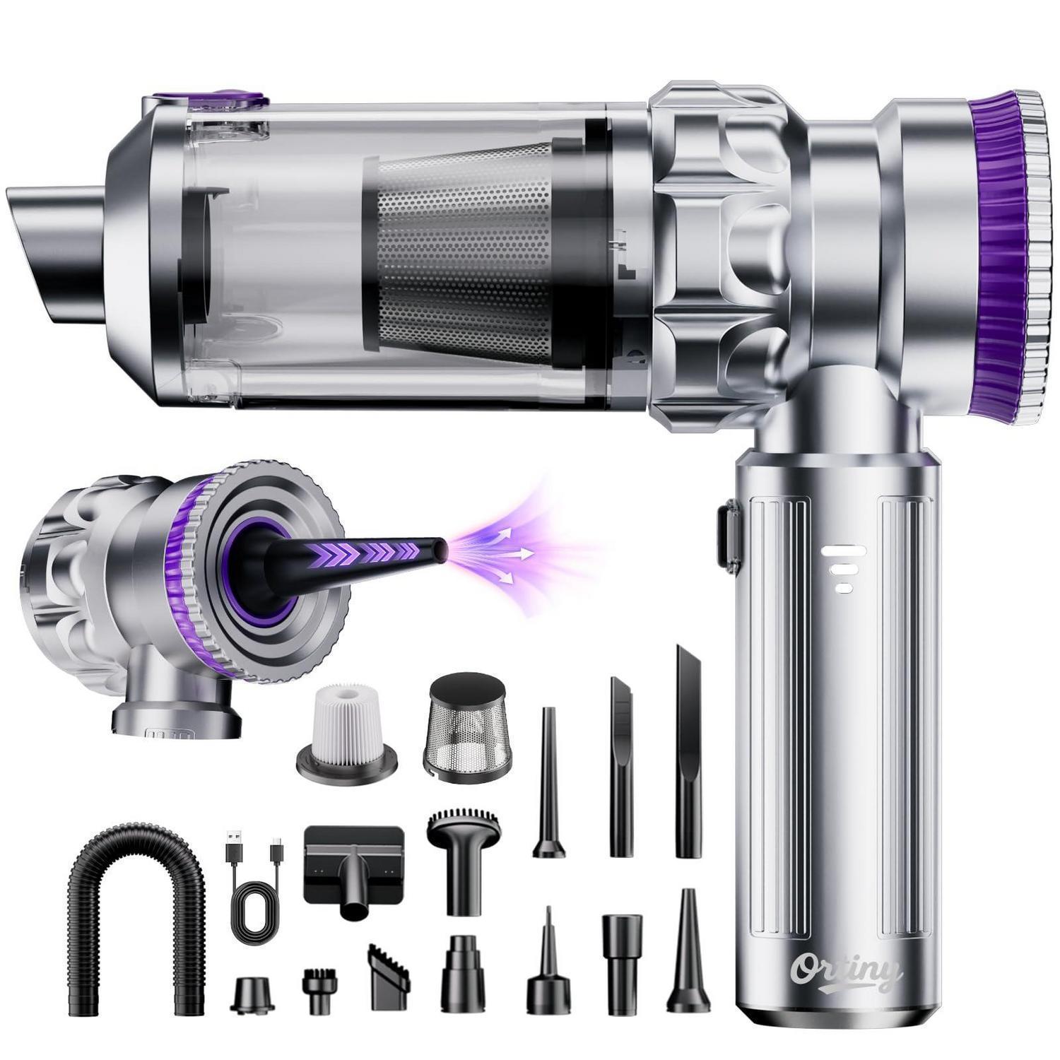 Kabelloser Handstaubsauger 28000pa, 4-in-1 Mit Zubehör, Silberviolett