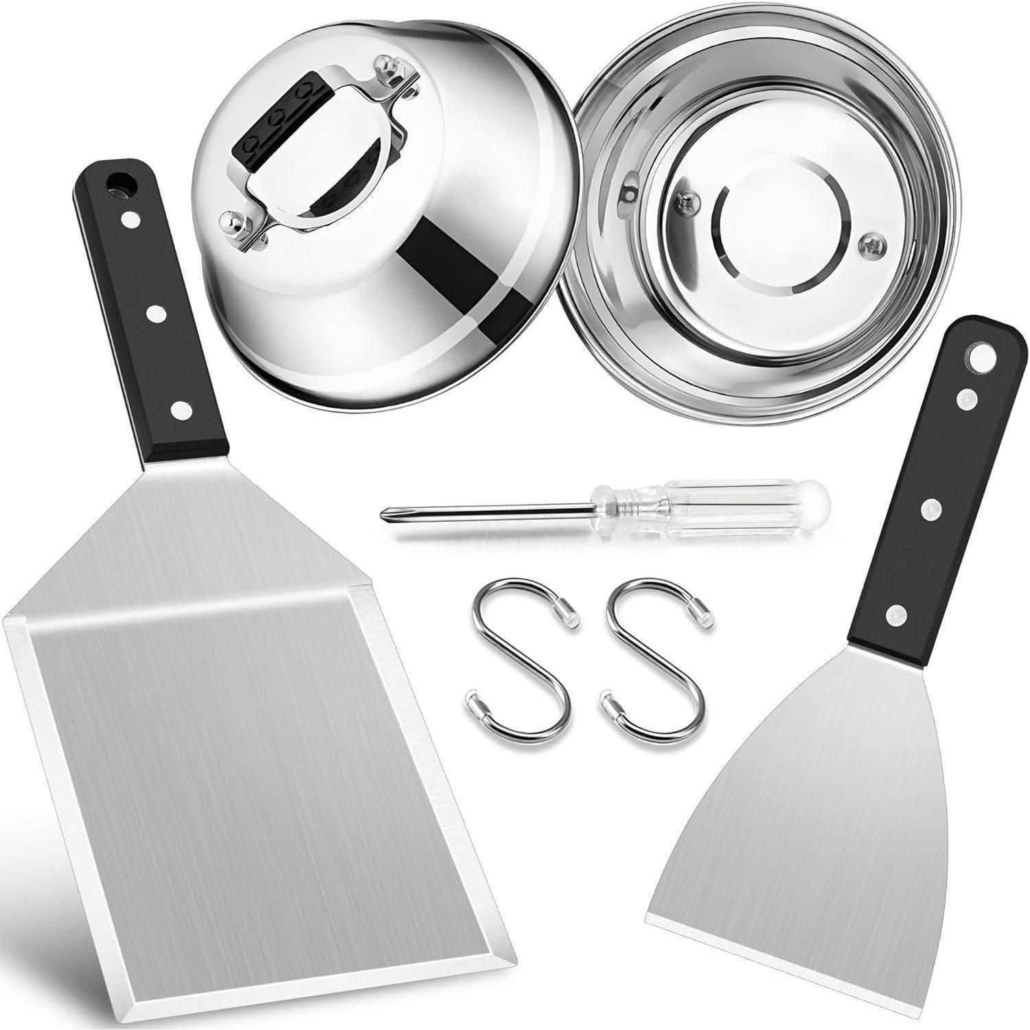 Grillspachtel Set Mit Burgerglocken, 4-teilig, Edelstahl & Abs-griff