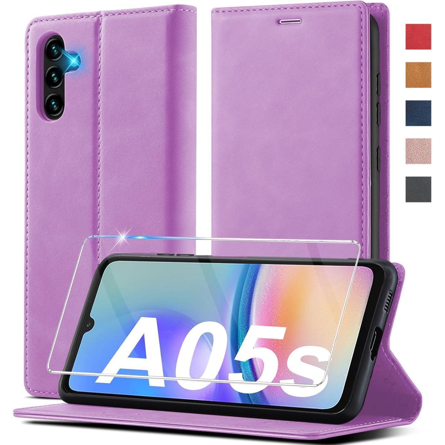 Handyhülle Für Samsung Galaxy A05s Klapphülle Leder Mit Ständer Und Kartenfächern Inkl. Schutzfolie