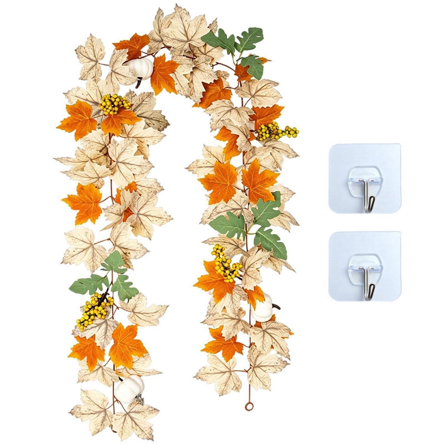 Künstliche Herbstgirlande 180cm Mit Kürbis & Beeren, 2 Designs, Inkl. Haken
