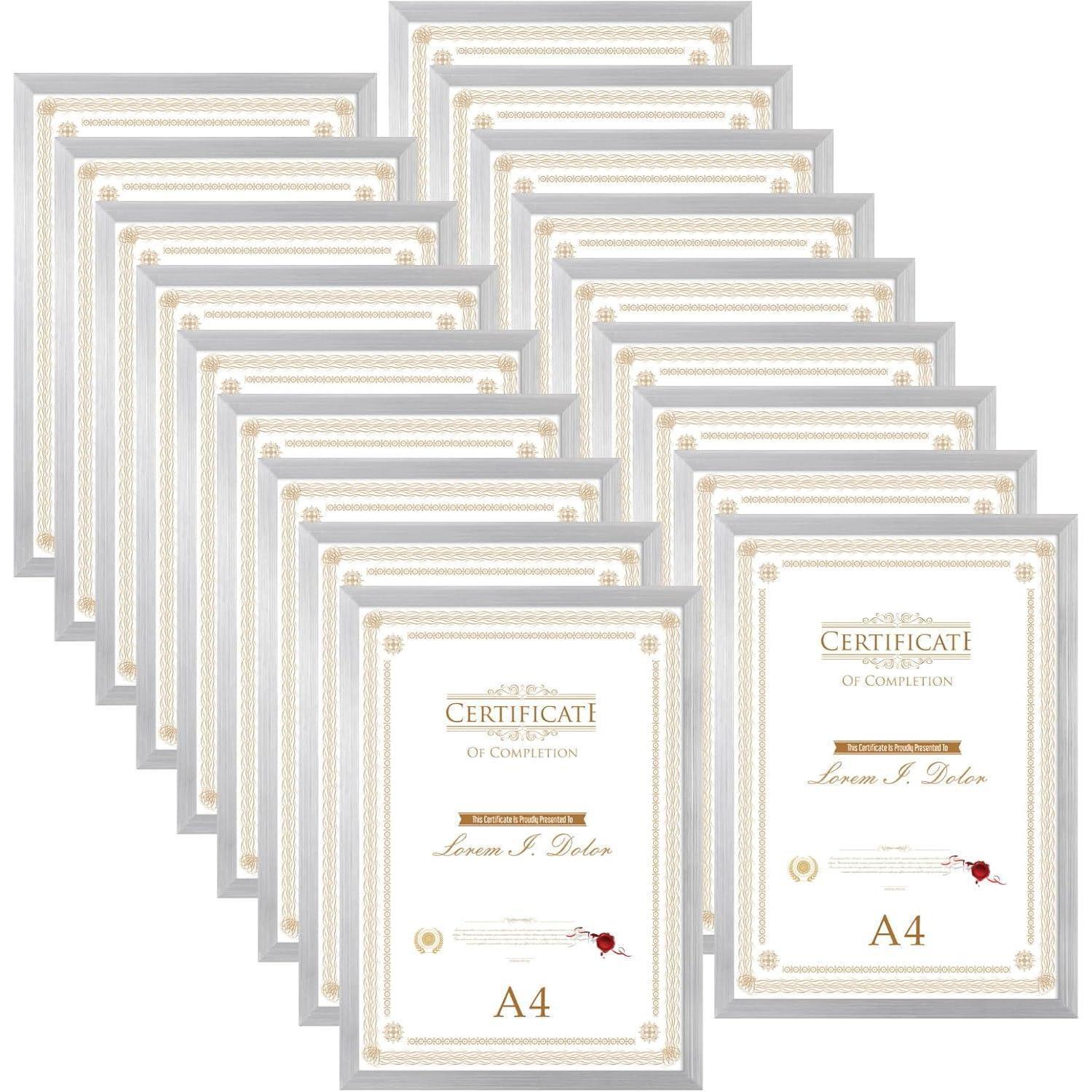 18er Set Bilderrahmen A4 Silber Für 21x29,7 Cm Fotos Und Urkunden