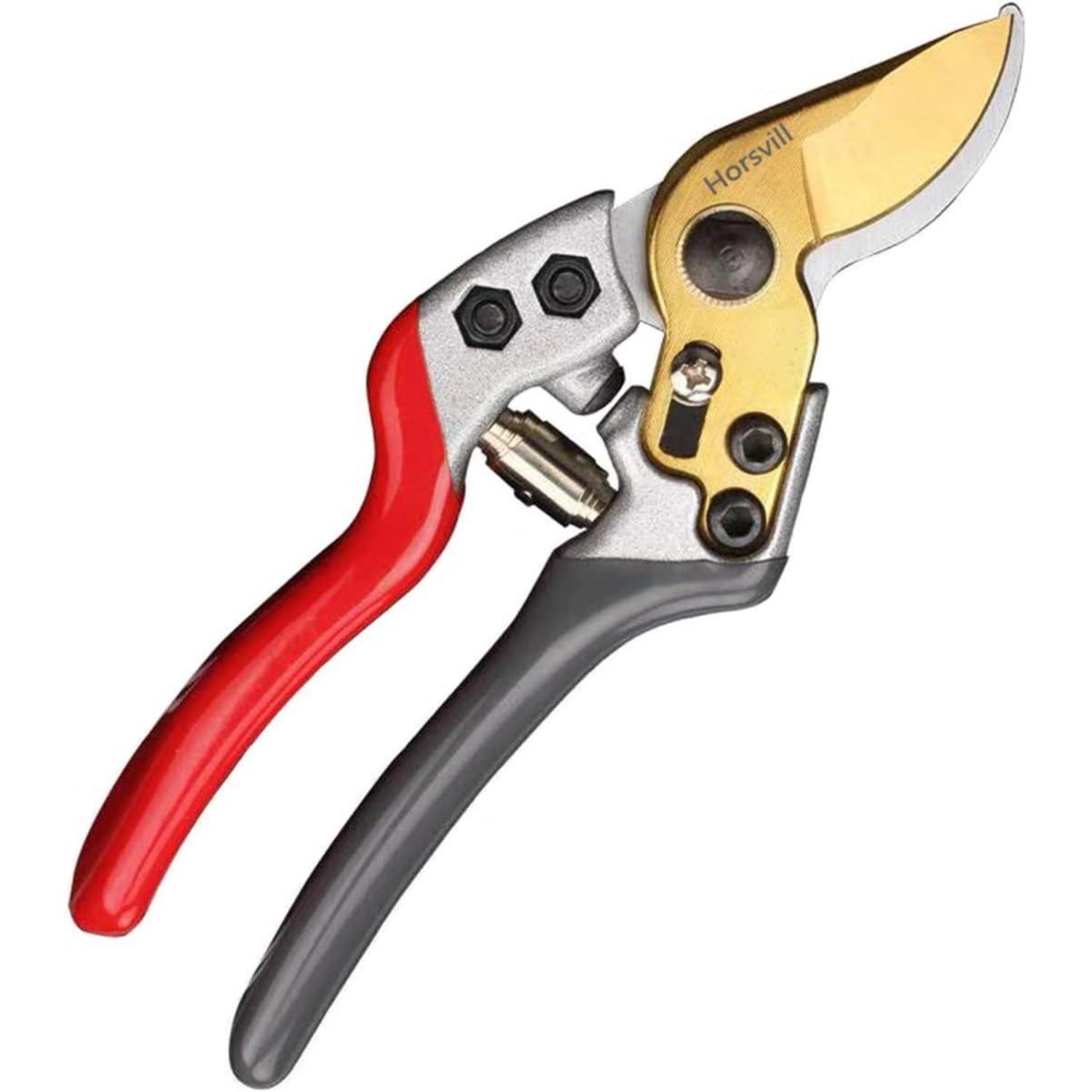 Gartenschere Aus Japanischem Sk5-stahl, Ergonomisch, Mit Sicherheitsverriegelung, Rot-grau