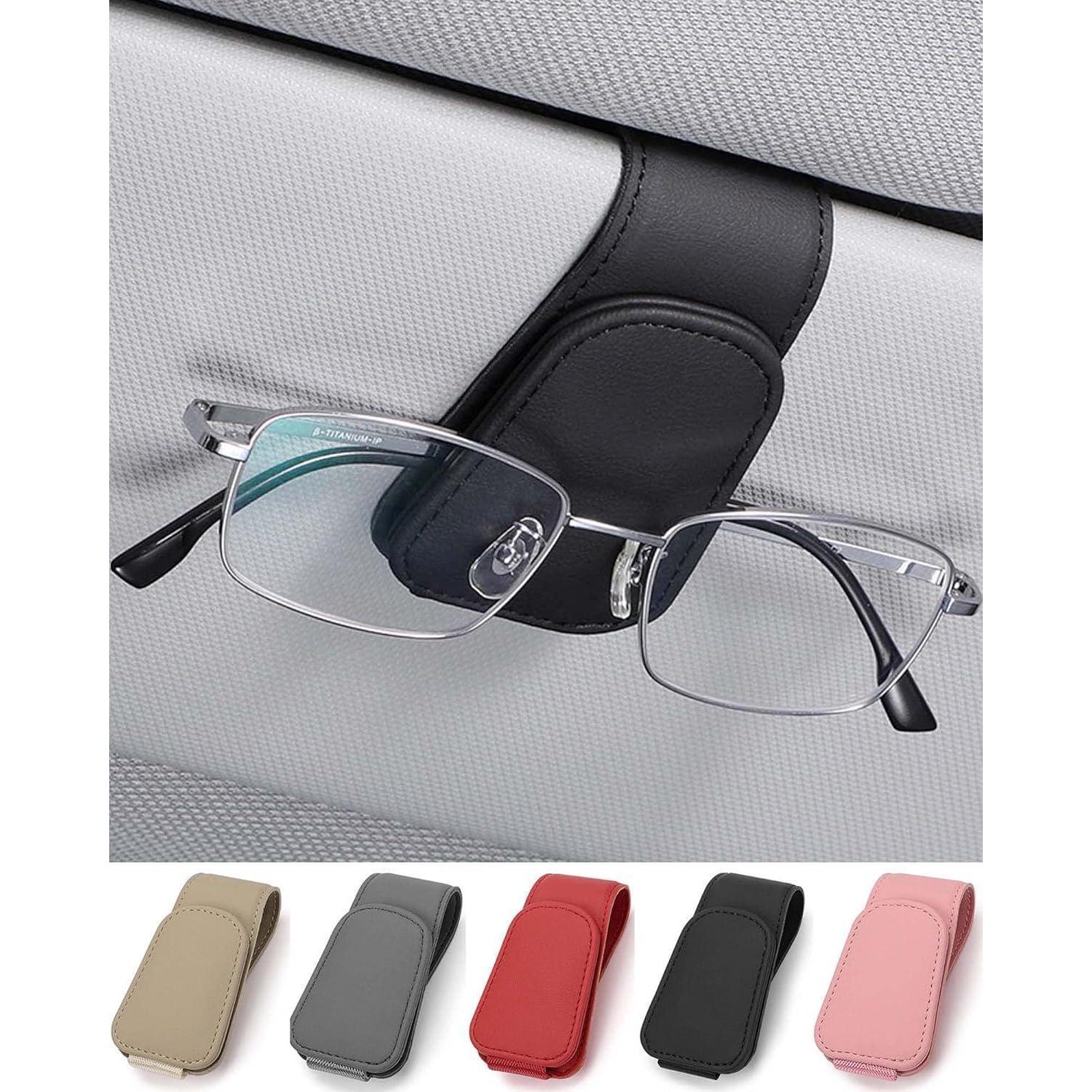 Leder Brillenhalter Für Auto Sonnenblende, Ticket Clip, Schwarz