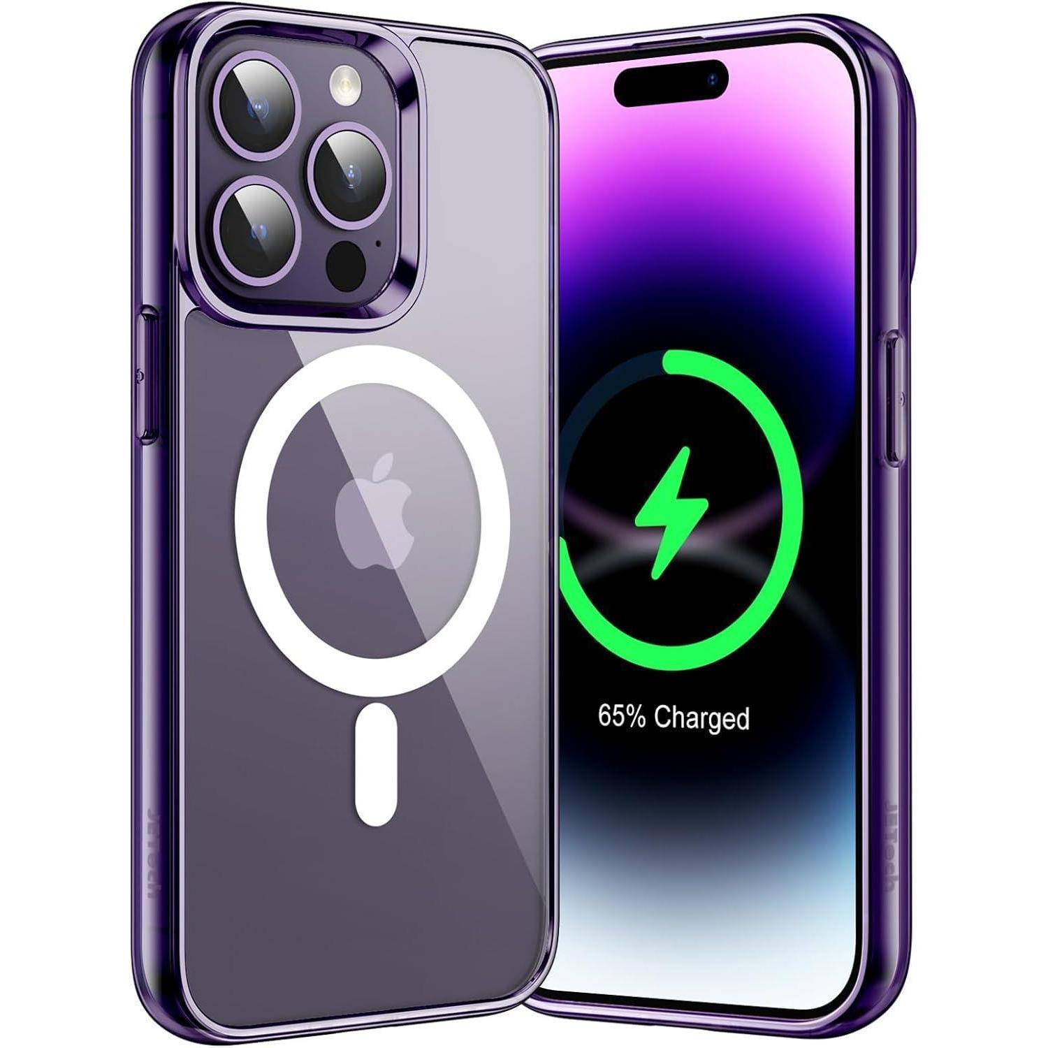 Iphone 14 Pro Hülle Magsafe Kompatibel, Transparent, Stoßfest, Dunkellila