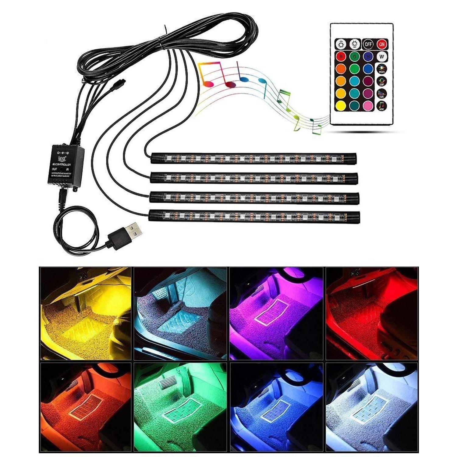 Auto Led Innenraumbeleuchtung Mit Musiksteuerung Und Fernbedienung, Rgb, 4er-set