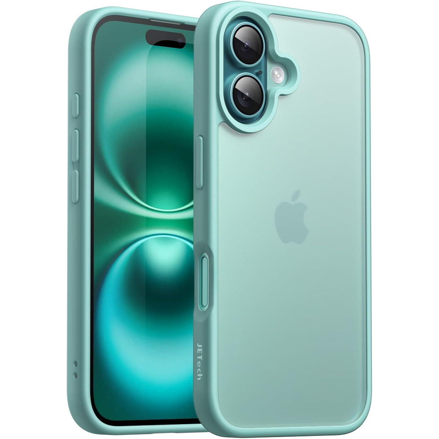 Schutzhülle Für Iphone 16 6,1 Zoll, Matt Transluzent, Stoßfest, Blaugrün