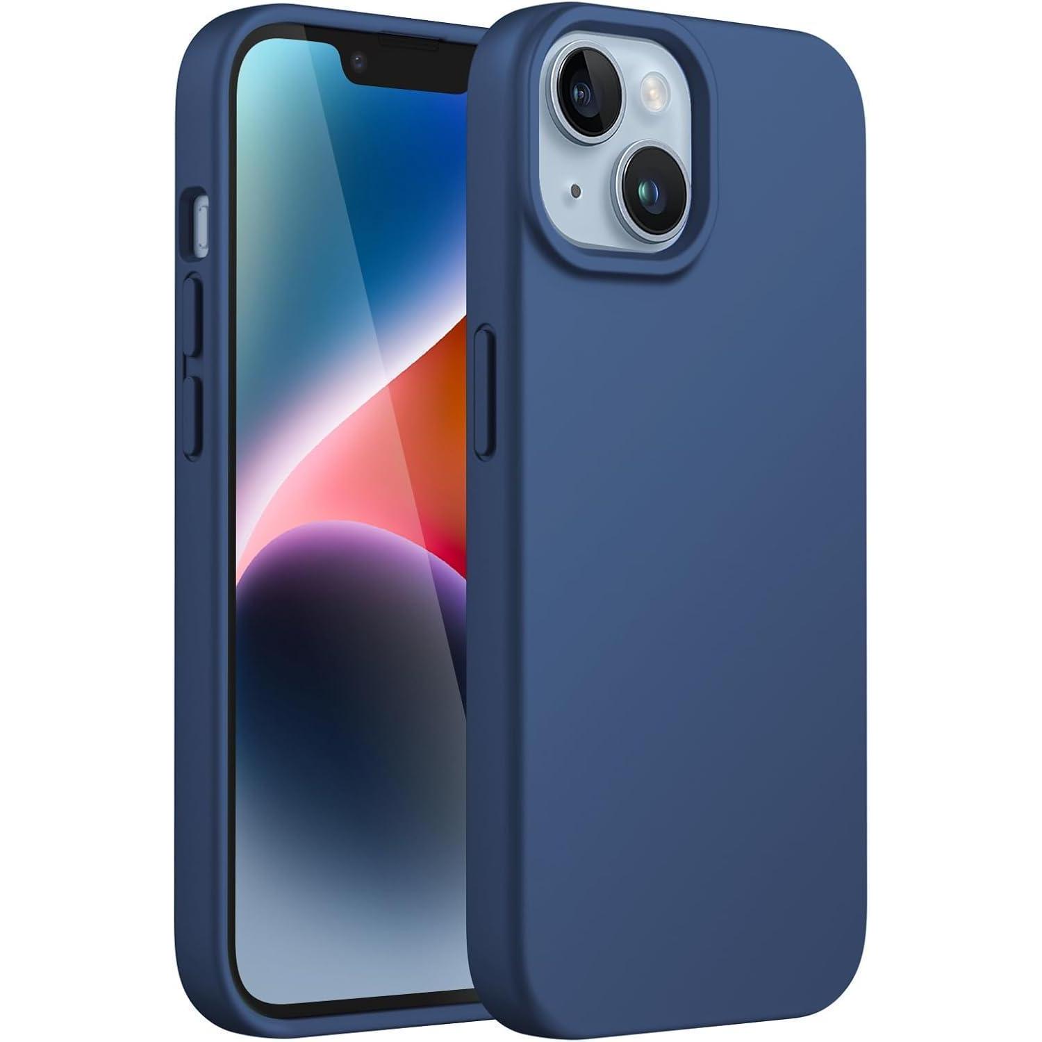 Silikon Hülle Für Iphone 14 6,1 Zoll, Stoßfest Mit Mikrofaser-futter, Kobaltblau