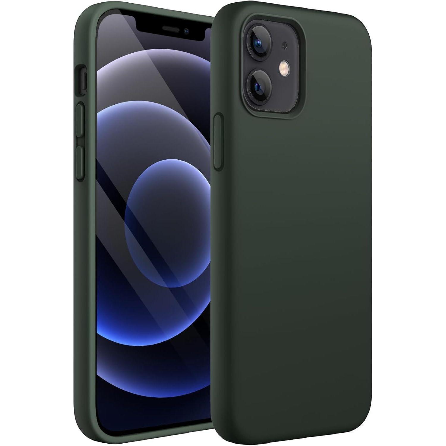 Silikon Hülle Für Iphone 12/12 Pro 6,1 Zoll, Stoßfest, Mikrofaser-futter, Zyperngrün