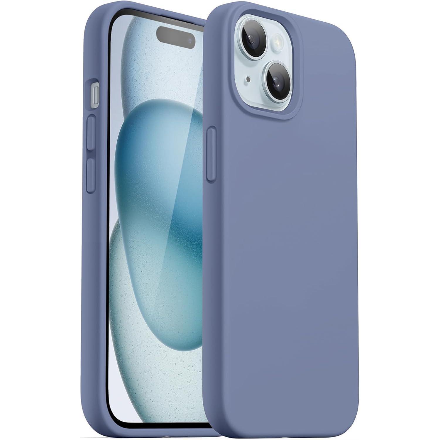 Silikon Hülle Für Iphone 15 6,1 Zoll, Ganzkörper Schutzhülle, Stoßfest, Matt, Winterblau