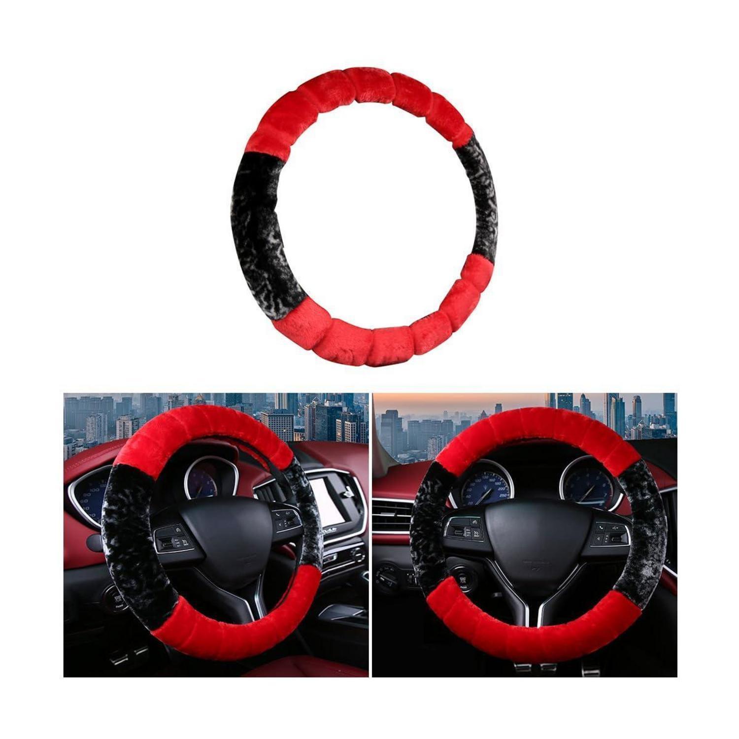 Plüsch Lenkradbezug Rot Universal Für 37-38cm Durchmesser