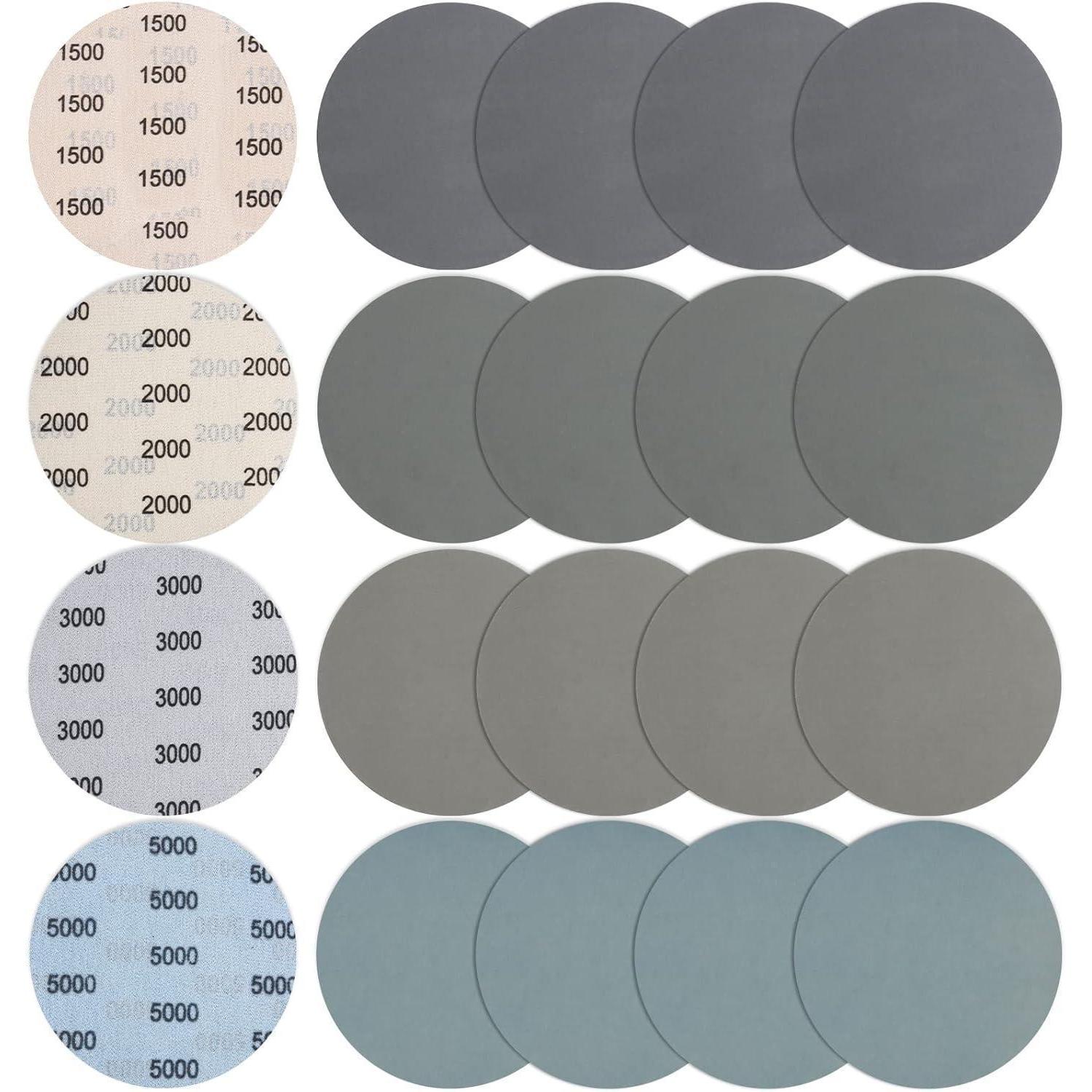 Schleifscheiben 150mm Klett 20 Stück, Körnung 1500-5000, Nass & Trocken