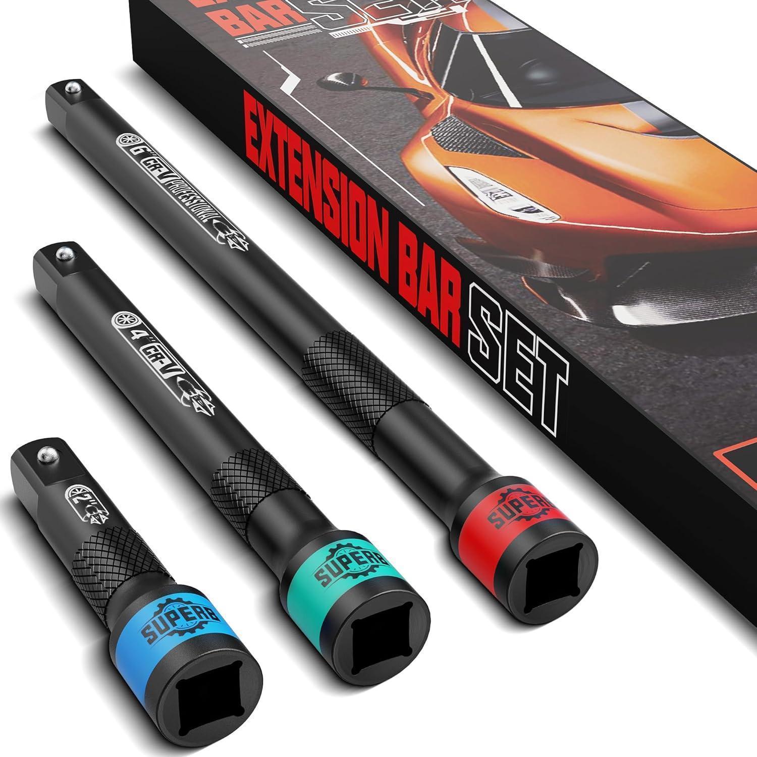 3tlg Steckschlüssel Verlängerung 1/4 Zoll Kraft-verlängerungssatz Chrom-vanadium Stahl 50-150mm