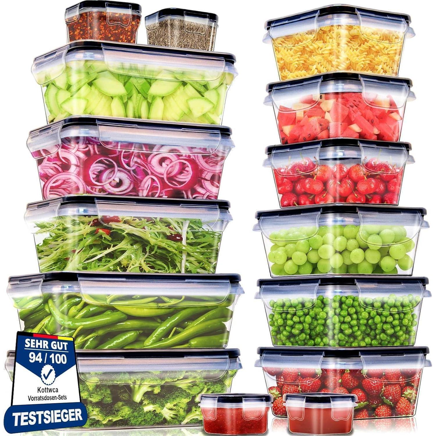 30-teiliges Frischhaltedosen Set, Auslaufsicher, Bpa-frei, Mikrowellengeeignet, Stapelbar