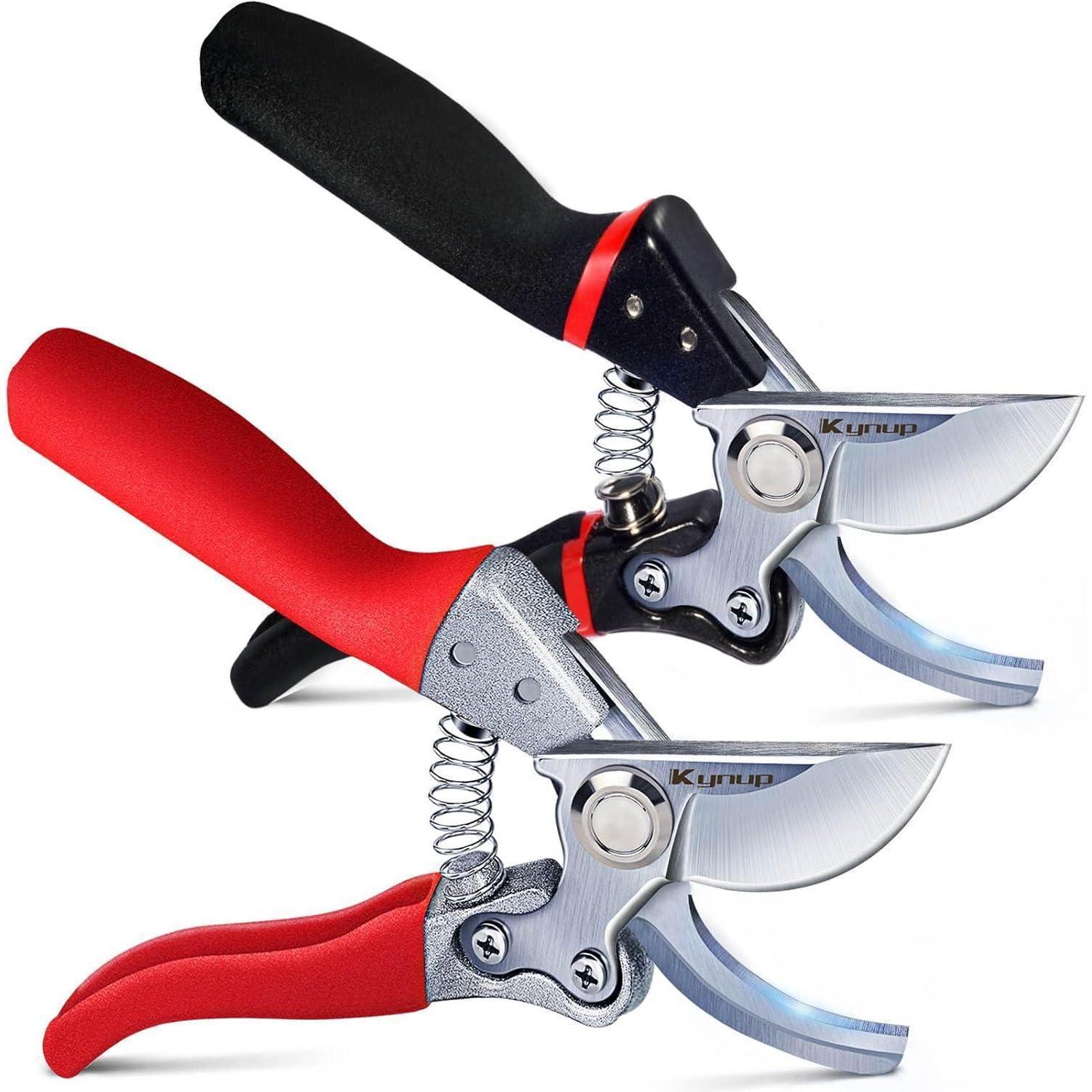 2er Set Gartenschere Bypass Mit Sk-5 Stahlklinge, Bis 2,5 Cm Schnittstärke