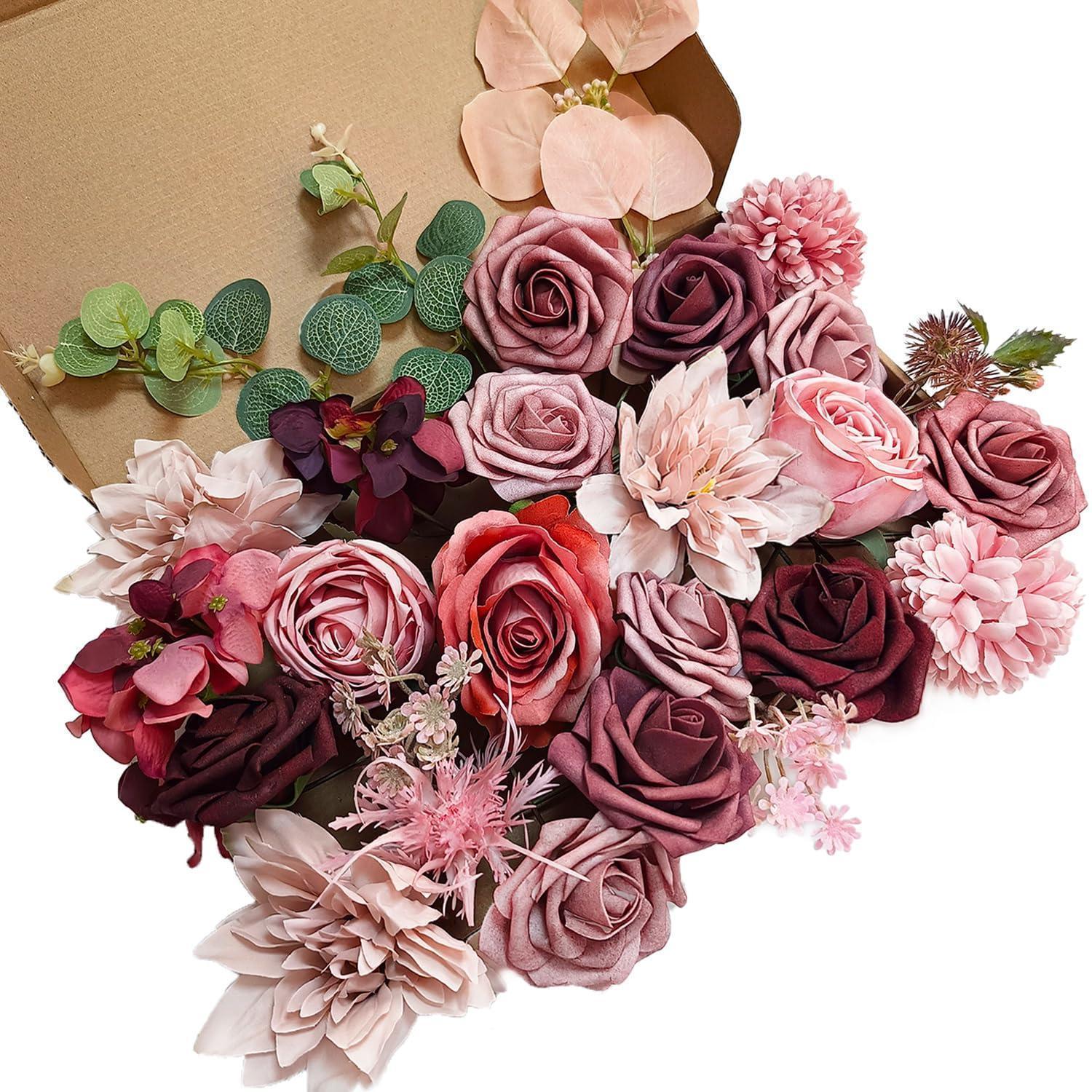Künstliche Blumen Mit Stiel, Dusty Rose Mauve, 30cm, Für Hochzeiten & Deko