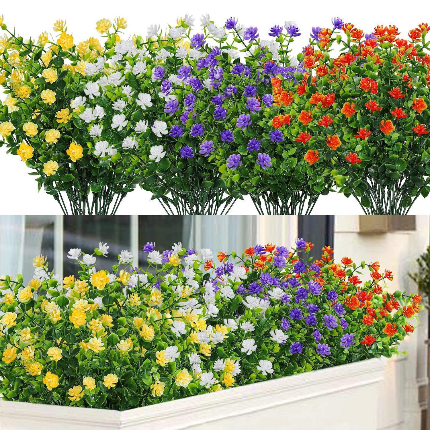 Künstliche Blumen 8 Stück Uv-beständig Für Haus & Garten, Eukalyptus Deko